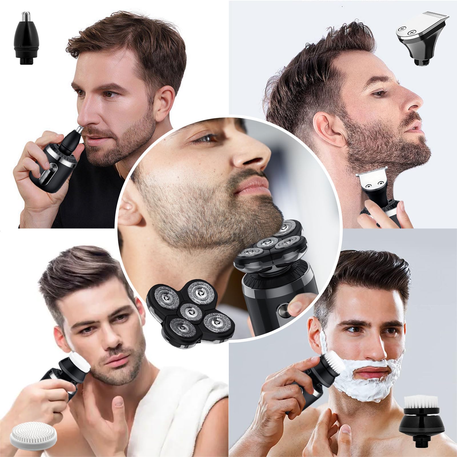 Electric Shavers For Men,Head Shavers For Bald Men Wet And Dry Shaving,Waterproof Rotary Shaver Mens Grooming Kit,Usb Rechargeab