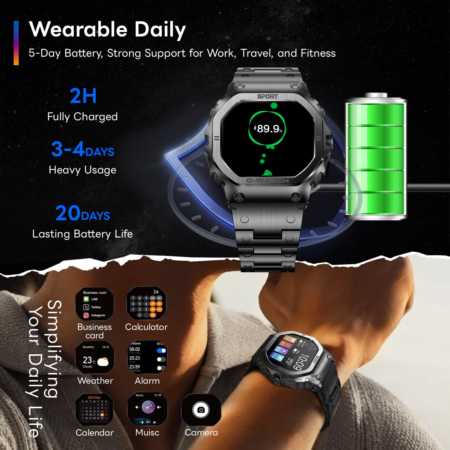 Fosmet Smart Watches For Men (Answer/Make Calls), 1.57 ' 'Hd Smart Watch For Android And Iphone, 24/7Fitness Watches With Ip68/H