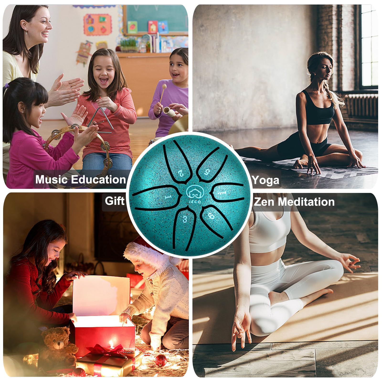 Buddha Stones Mini Steel Tongue Drum 3 Inch 6 Notes Steel Drum Instrument, Ethereal Drum For Kids Adults, Handpan Drum For Medit