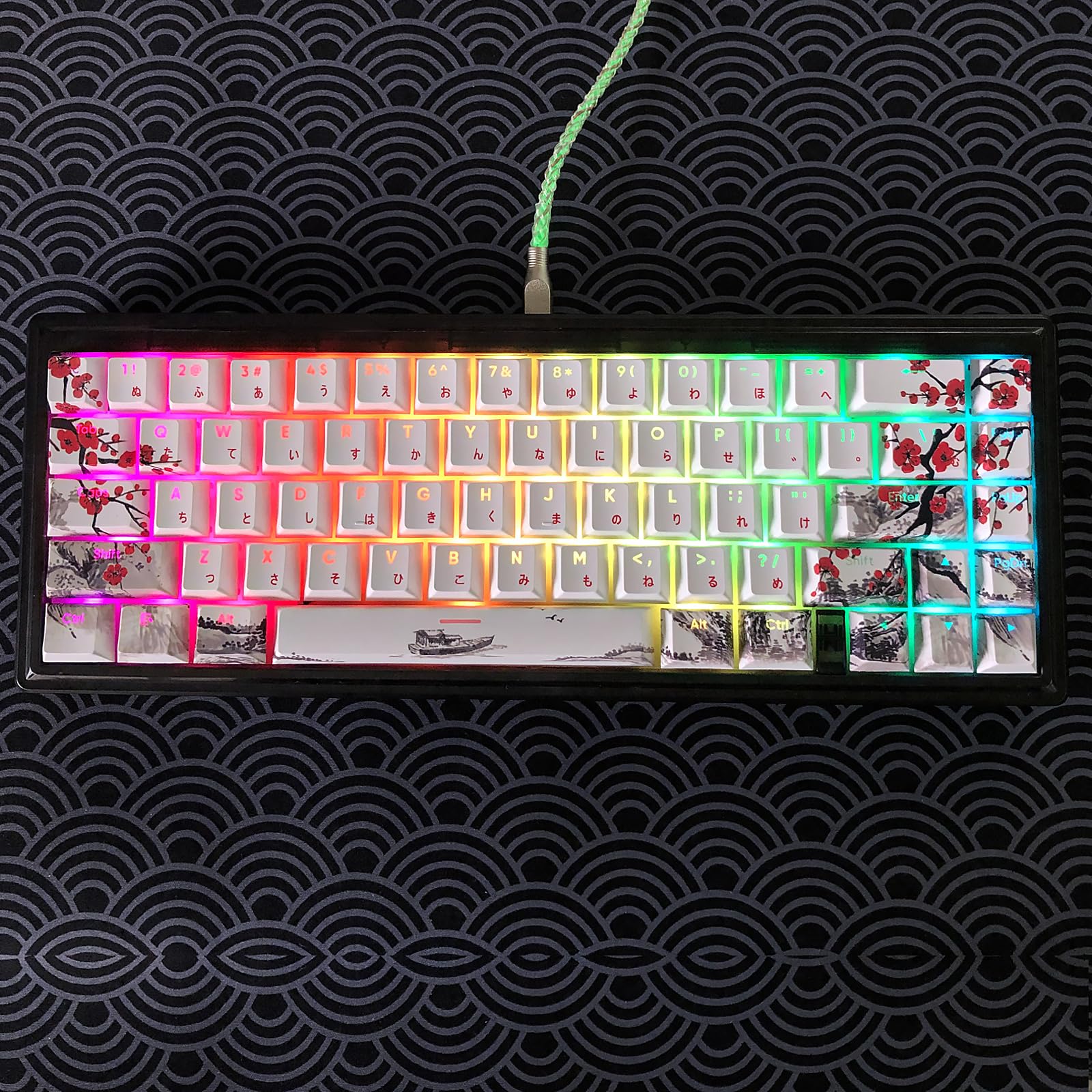 Jsjt Shine Through Keycaps Japanese Keycaps 129 Keys Plum Blossom Custom Keycap Set Pbt Double Shot Backlit Keycaps Cherry Profi