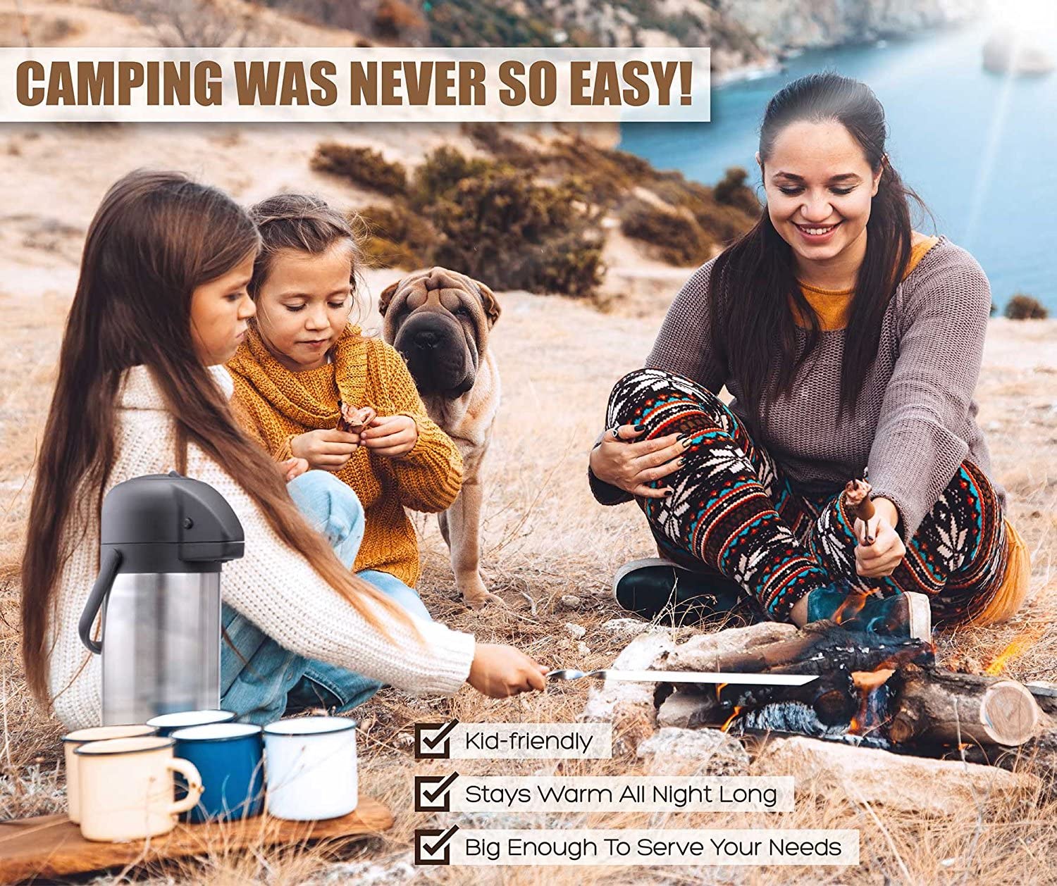 Airpot Coffee Dispenser With Pump   102 Oz Insulated Stainless Steel Coffee Carafe   Thermal Beverage Dispenser   Thermos Urn Fo