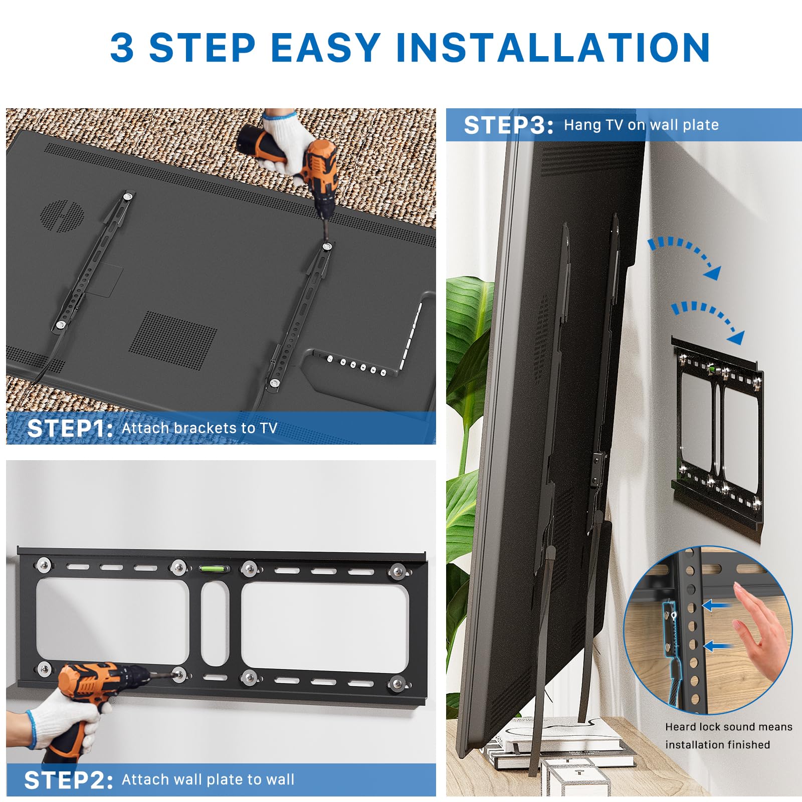 Ultra Slim Fixed Tv Wall Mount, 0.63'' Low Profile Tv Mount Bracket For Most 32 70'' Led/Lcd/Plasma Flat Screen Tvs, Fits Up To