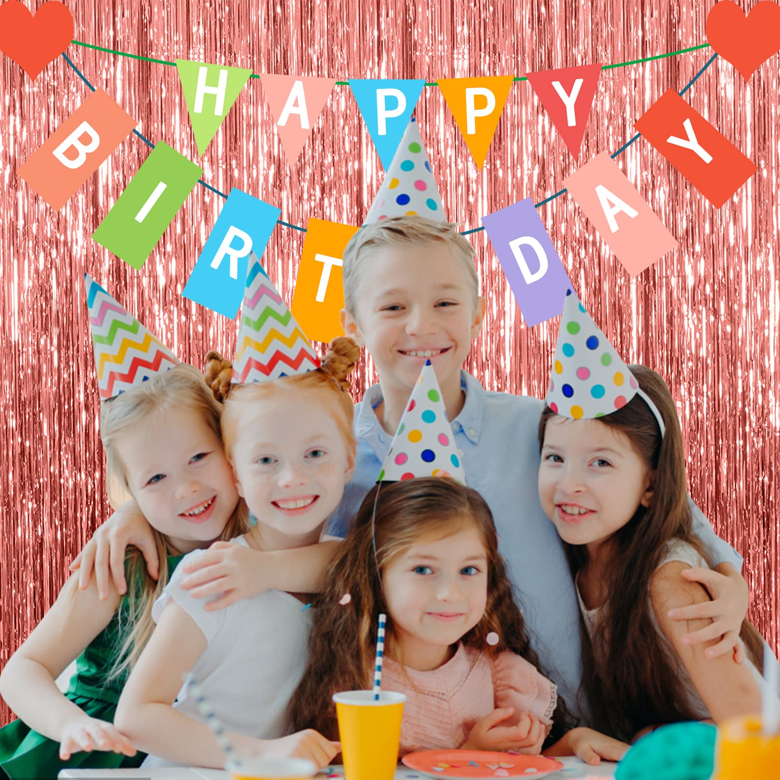 10 Pack Foil Curtain Backdrop Rose Gold Metallic Tinsel Foil Fringe Curtains Photo Booth Props For Birthday Wedding Engagement B