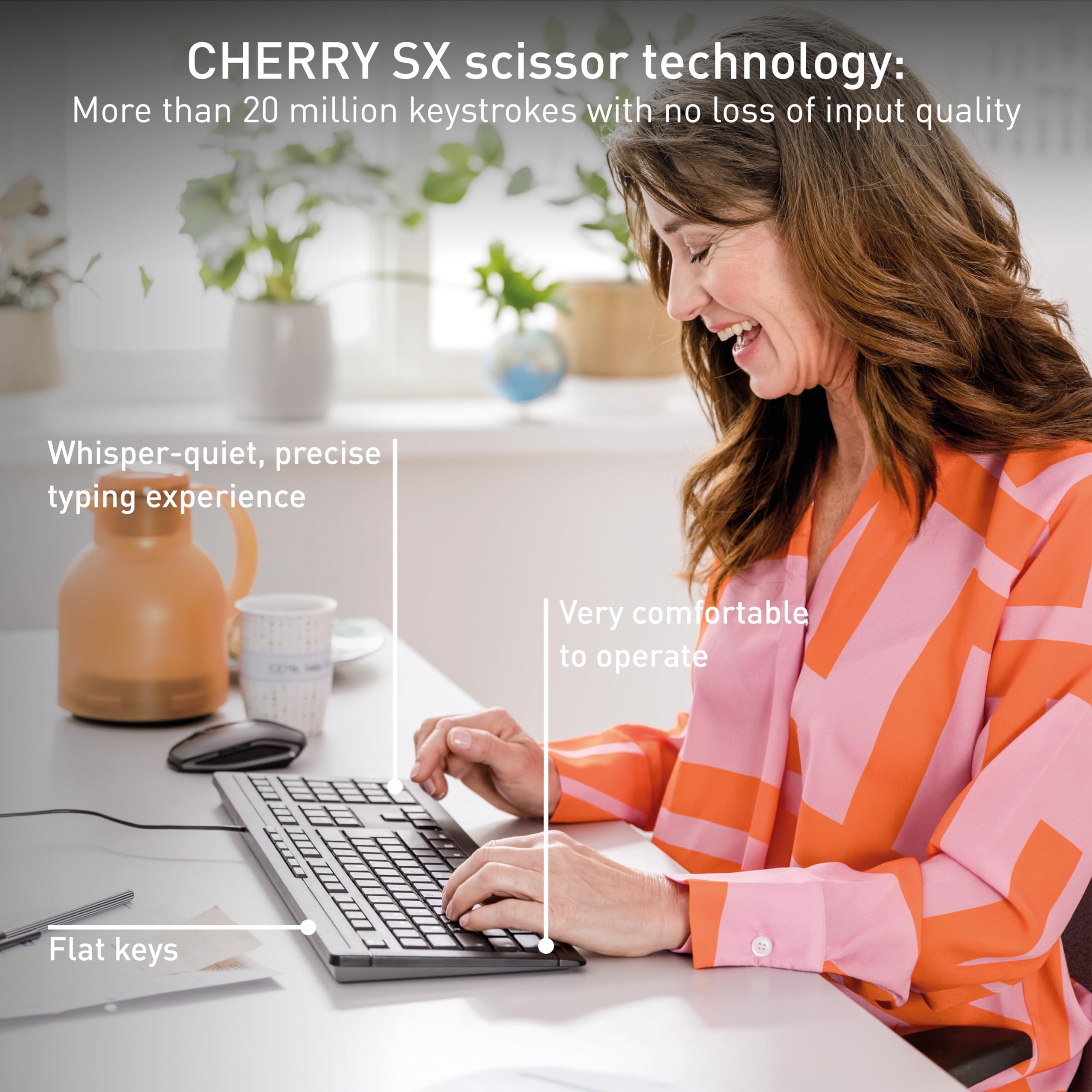 Cherry Stream Keyboard   Wired Usb Keyboard   Sx Scissors Mechanism   Gs Approval   Qwerty   White