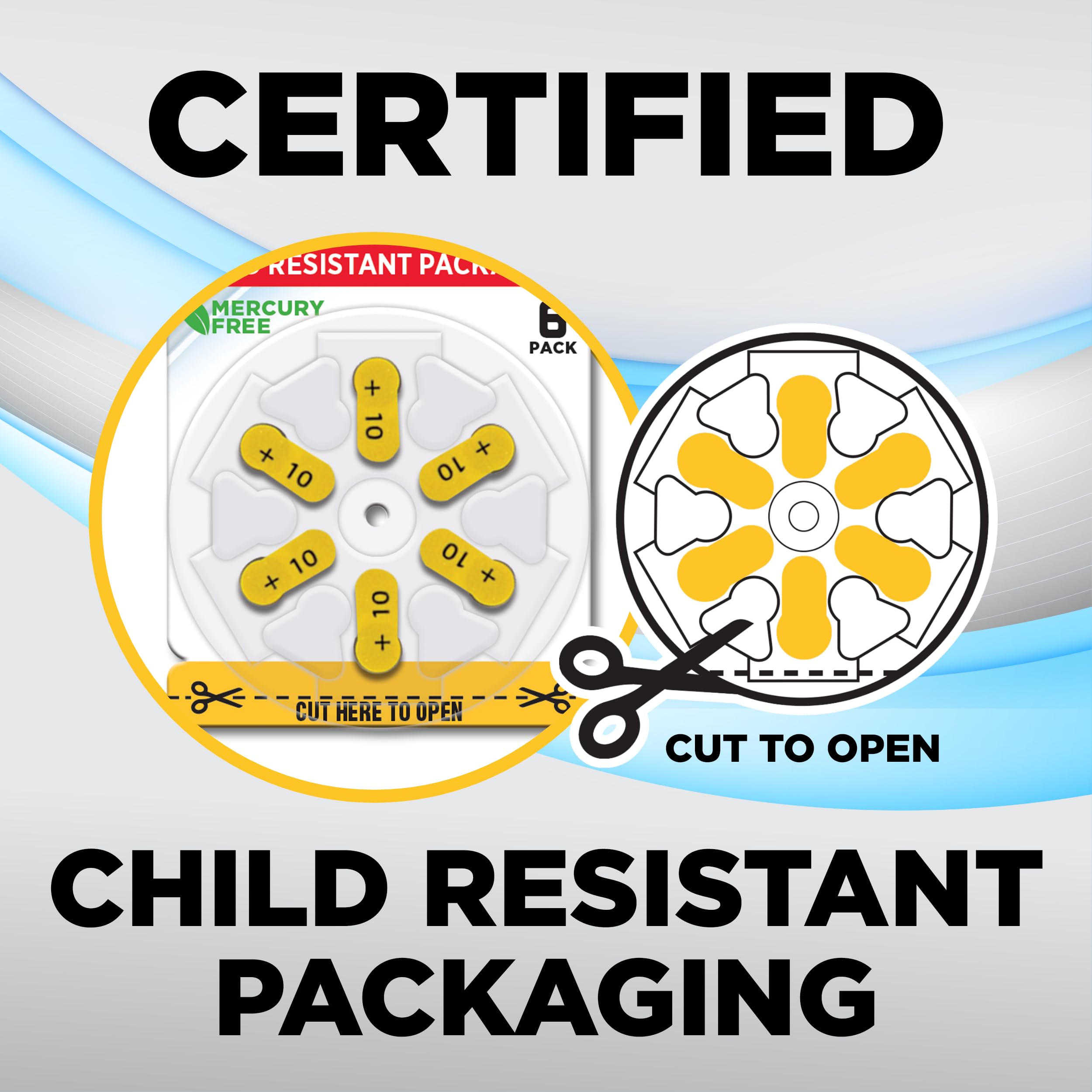 Powermax Size 10 Hearing Aid Batteries, 180 Count Long Lasting Battery Pack, Yellow Long Tab For Easy Change