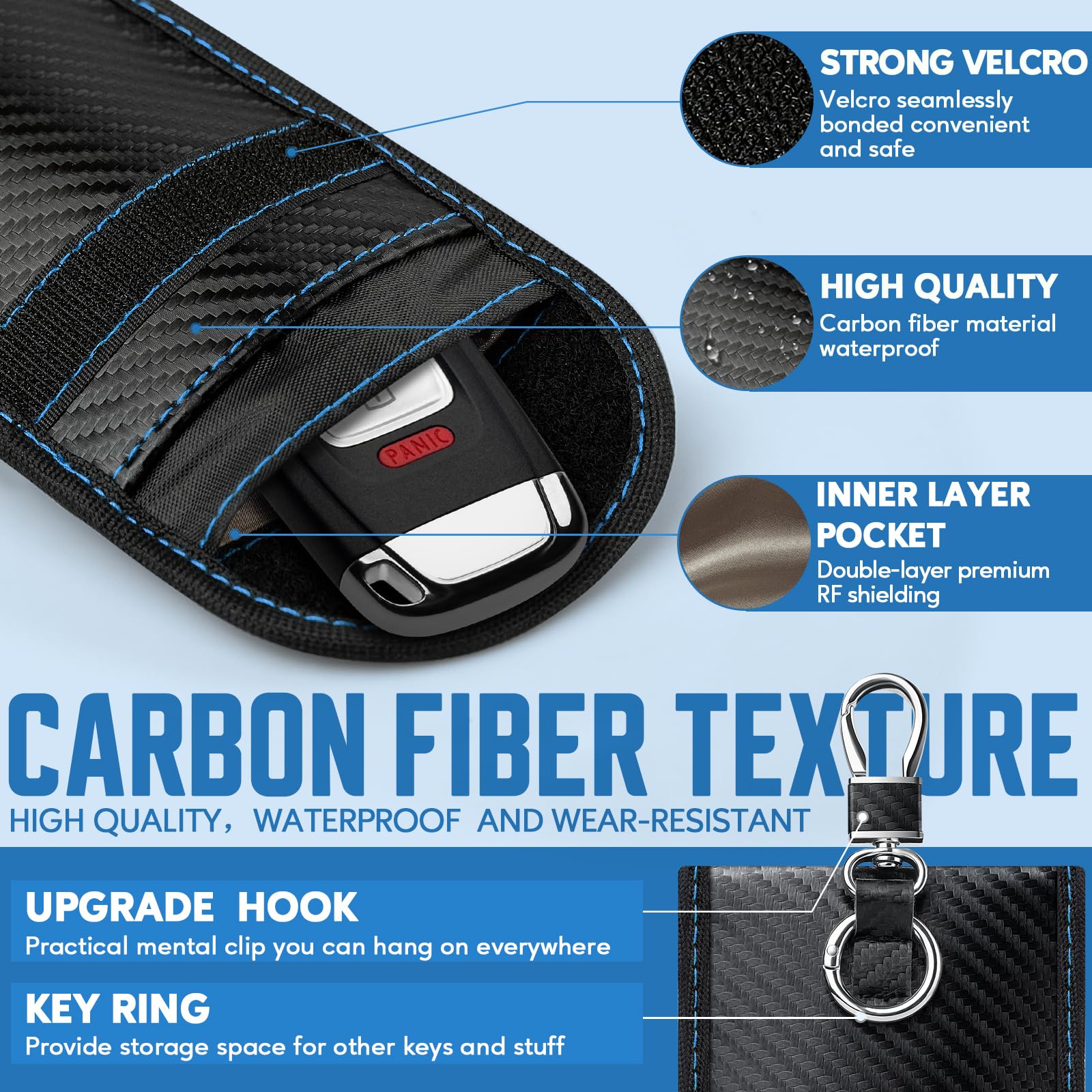 Coorattyes 2024 Faraday Bag Key Protector, 2 Pack Signal Blocking Rfid Key Fob Protector Pouch, Anti Theft Car Security Cage (Gr