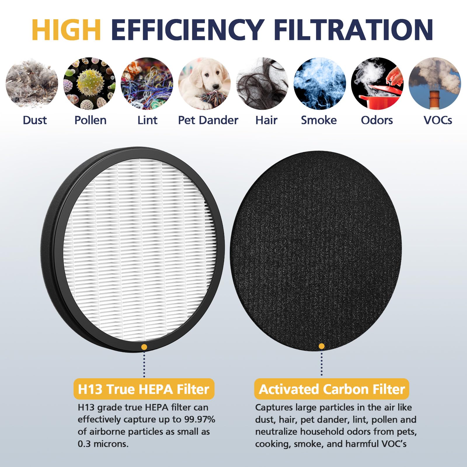 Cabiclean Halo H13 True Hepa Replacement Filter, Compatible With Pure Enrichment Purezone Halo Air Purifier Model Peairdsk, 2 In