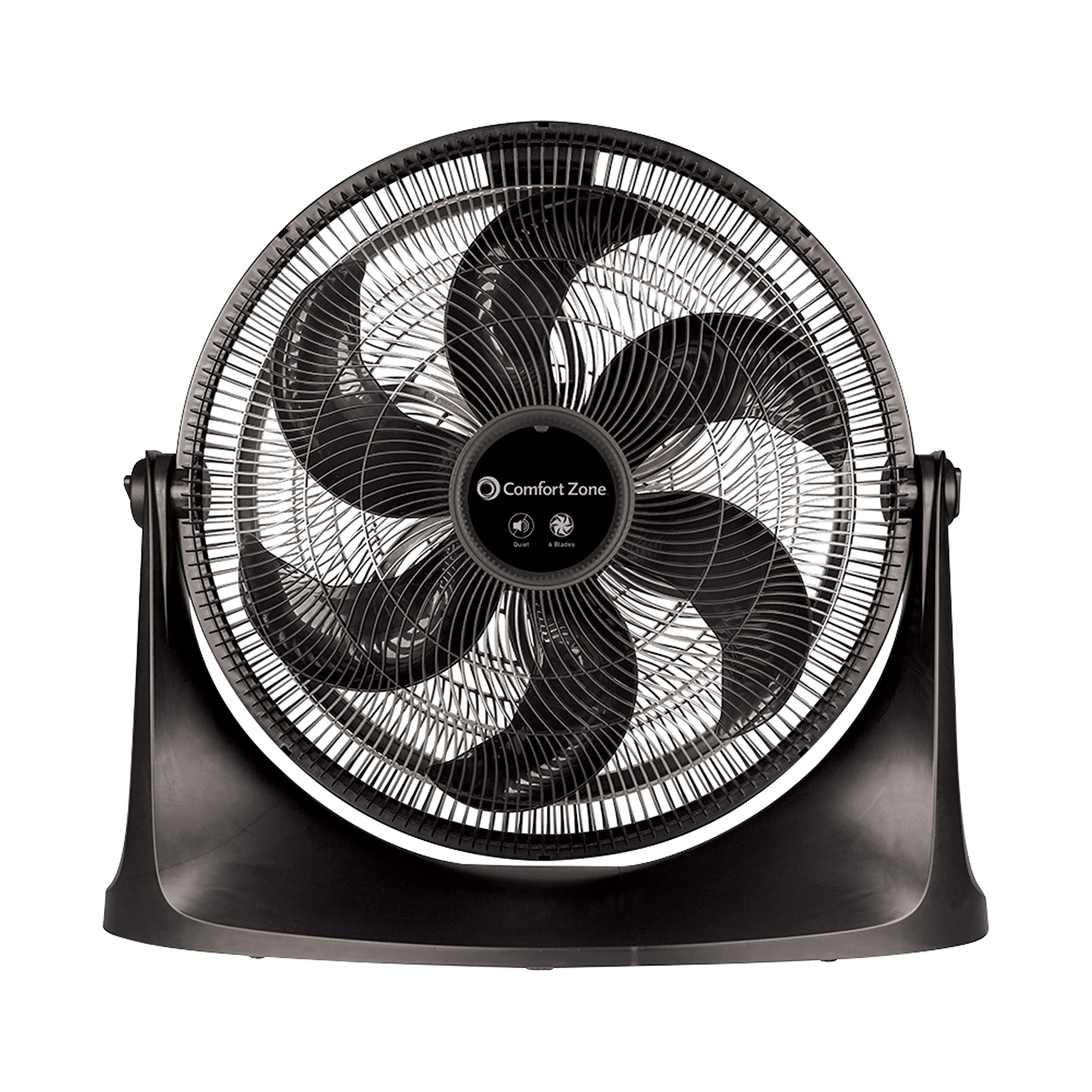Comfort Zone PowrCurve High-Velocity Wall Mountable Floor Fan with 180-Degree Adjustable Tilt, 20 inch, 3 Speed, 6 Fan Blades (W