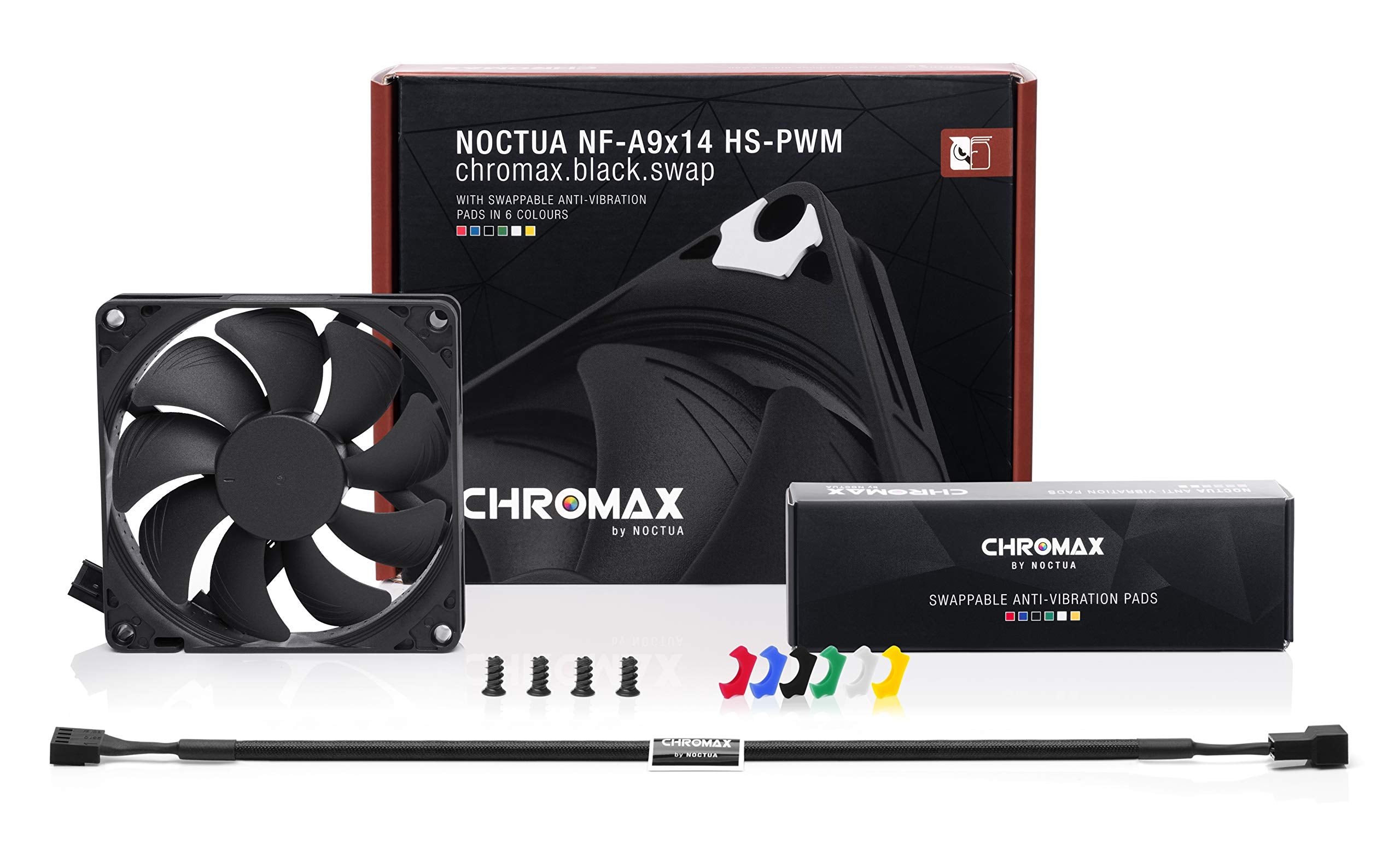 Noctua Nf A9X14 Hs Pwm Chromax.Black.Swap, Premium Quiet Slim Fan, 4 Pin (92X14Mm, Black)