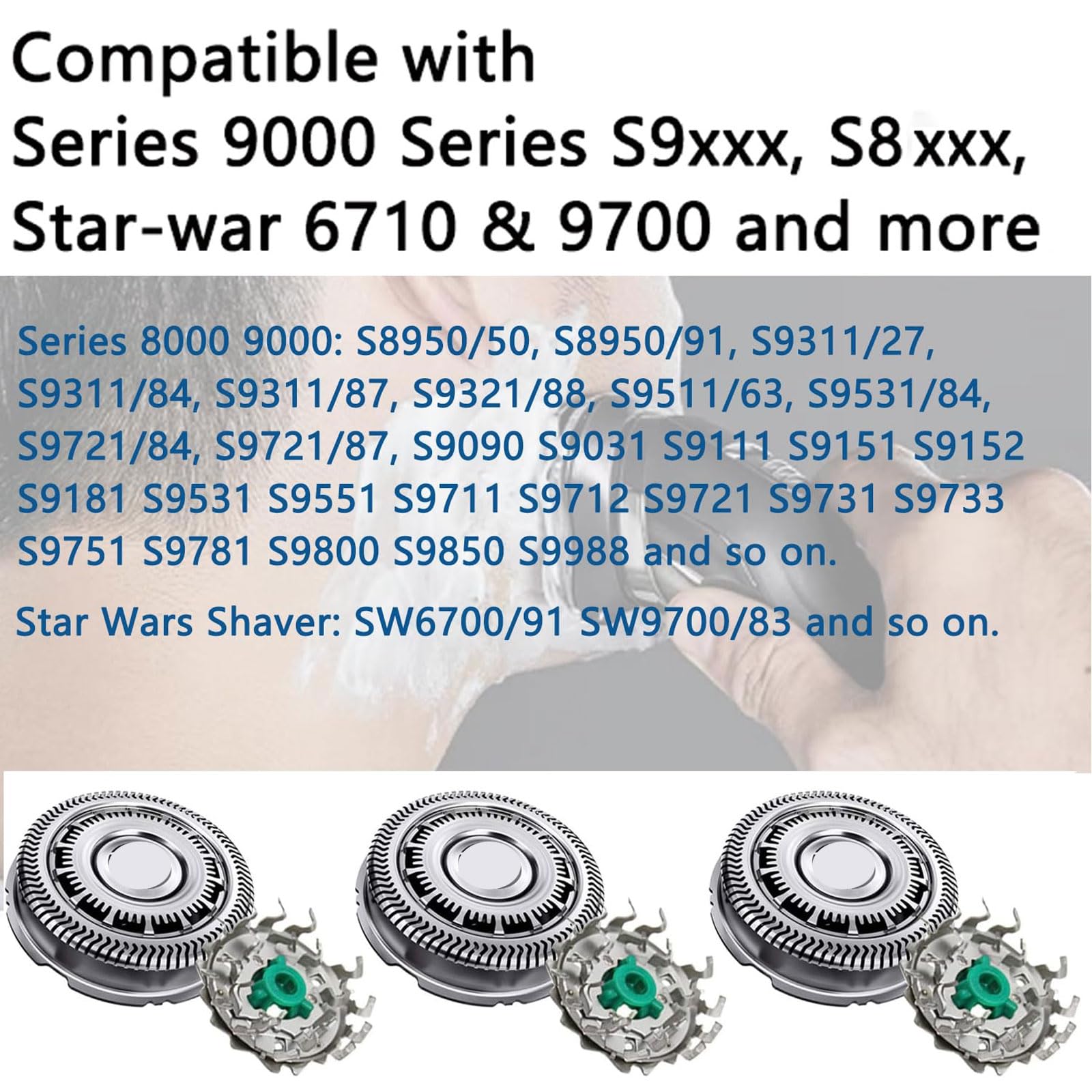 Sh90 Replacement Heads Compatible With Philips Series 9000 8000, Sh90 Upgraded Replacement Blades Shaving Razor Heads Fit For S9