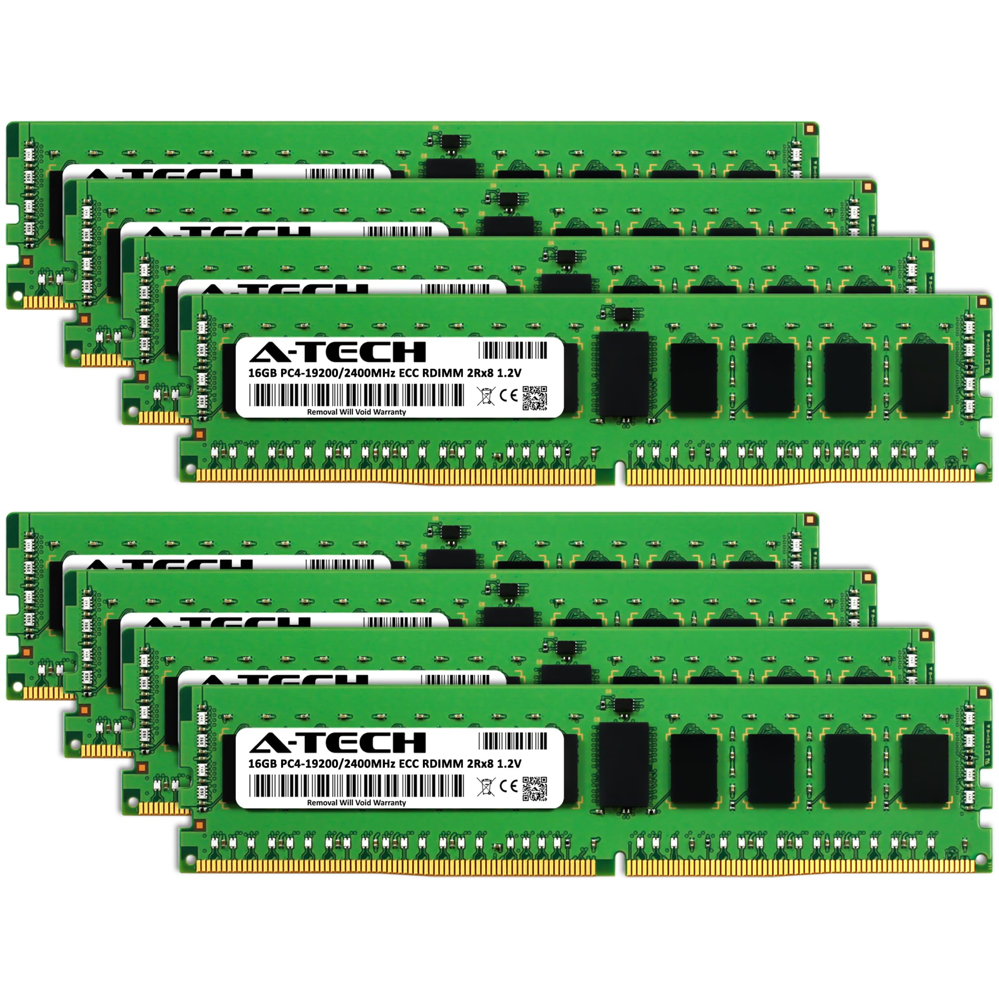 A Tech 128Gb Kit (8X16Gb) Ddr4 2400Mhz Pc4 19200 Ecc Rdimm 2Rx8 1.2V Dual Rank Ecc Registered Dimm 288 Pin Server & Workstation