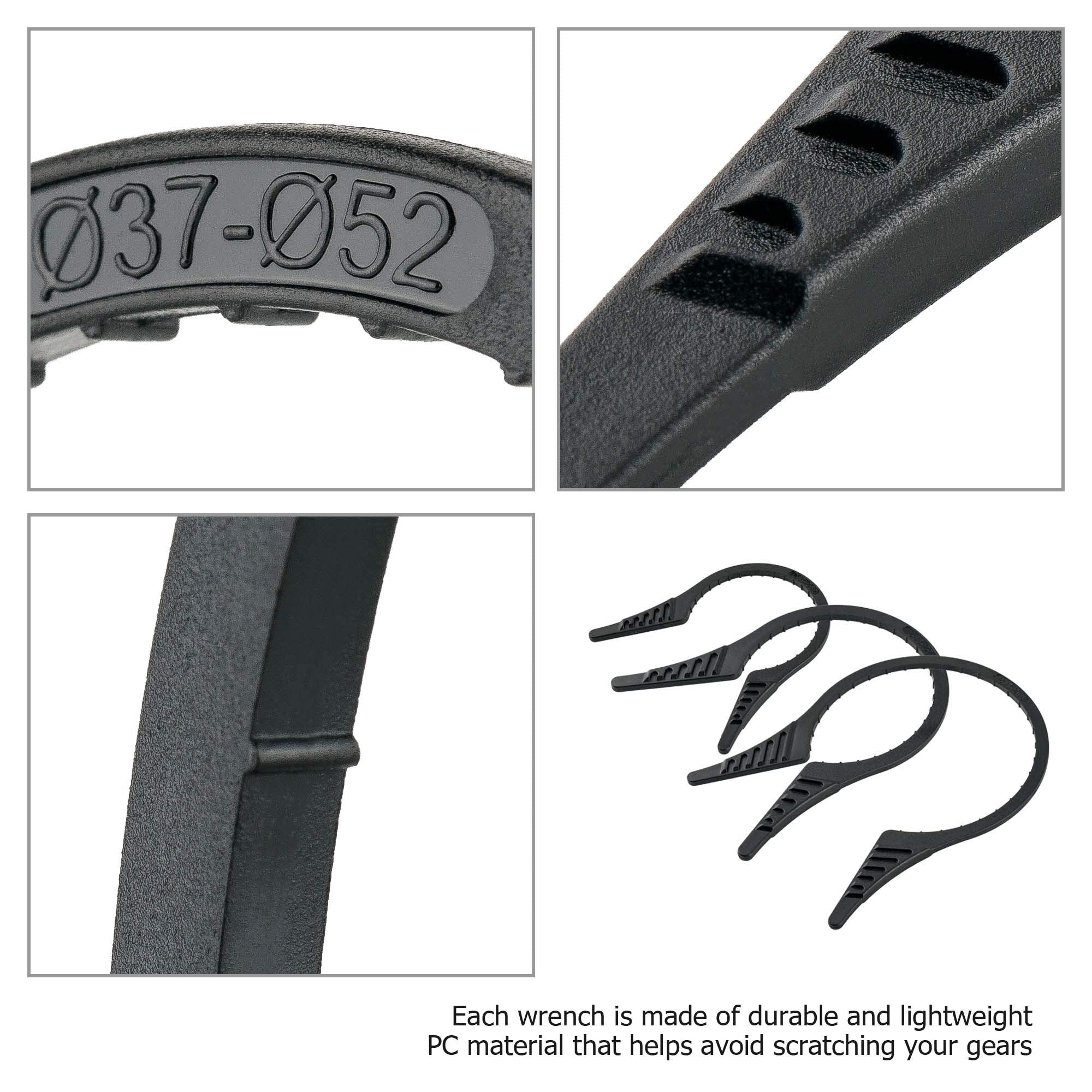 PROfezzion Camera Lens Filter Wrench Kit 3 Pack for ND UV CPL Filters PFW-3795 PC Plastic Black Fits 37-95mm