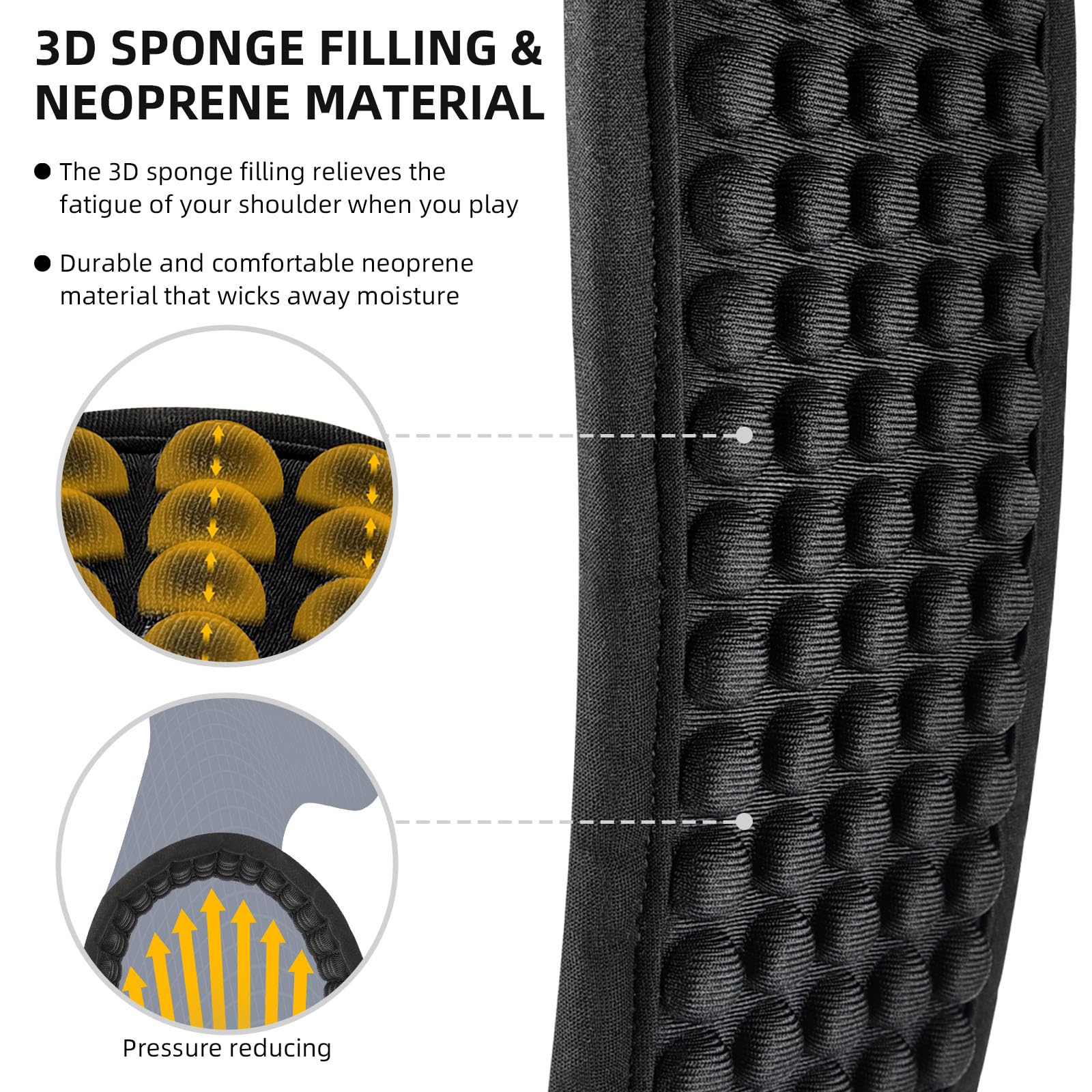 Lekato Guitar Straps For Electric Guitar & Bass, 3.5'' Wide Padded Guitar Strap Neoprene Pad With 3D Sponge Filling Bass Guitar