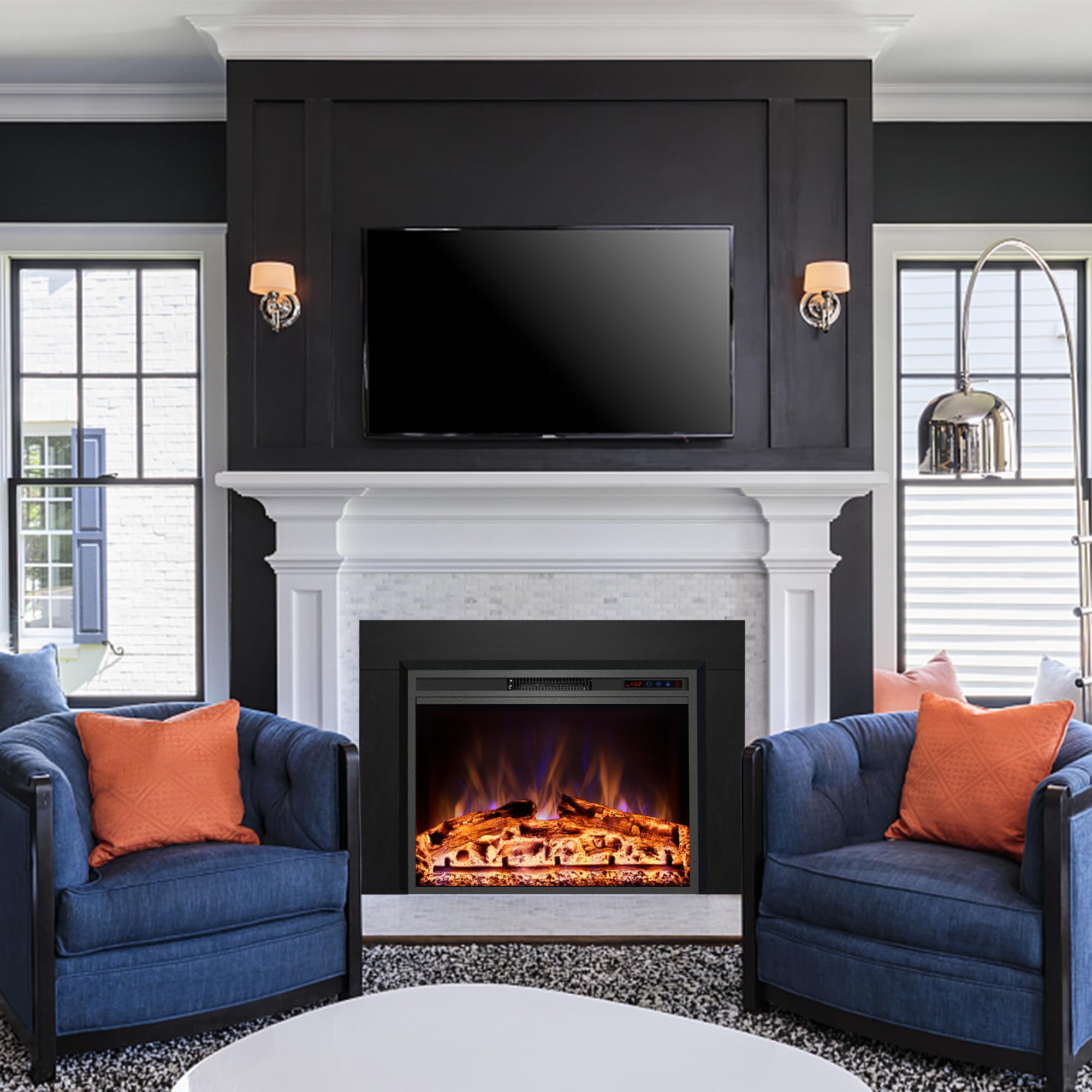 Kentsky Trim Kit For 35.6'' W X 27.5'' H Electric Fireplace Inserts