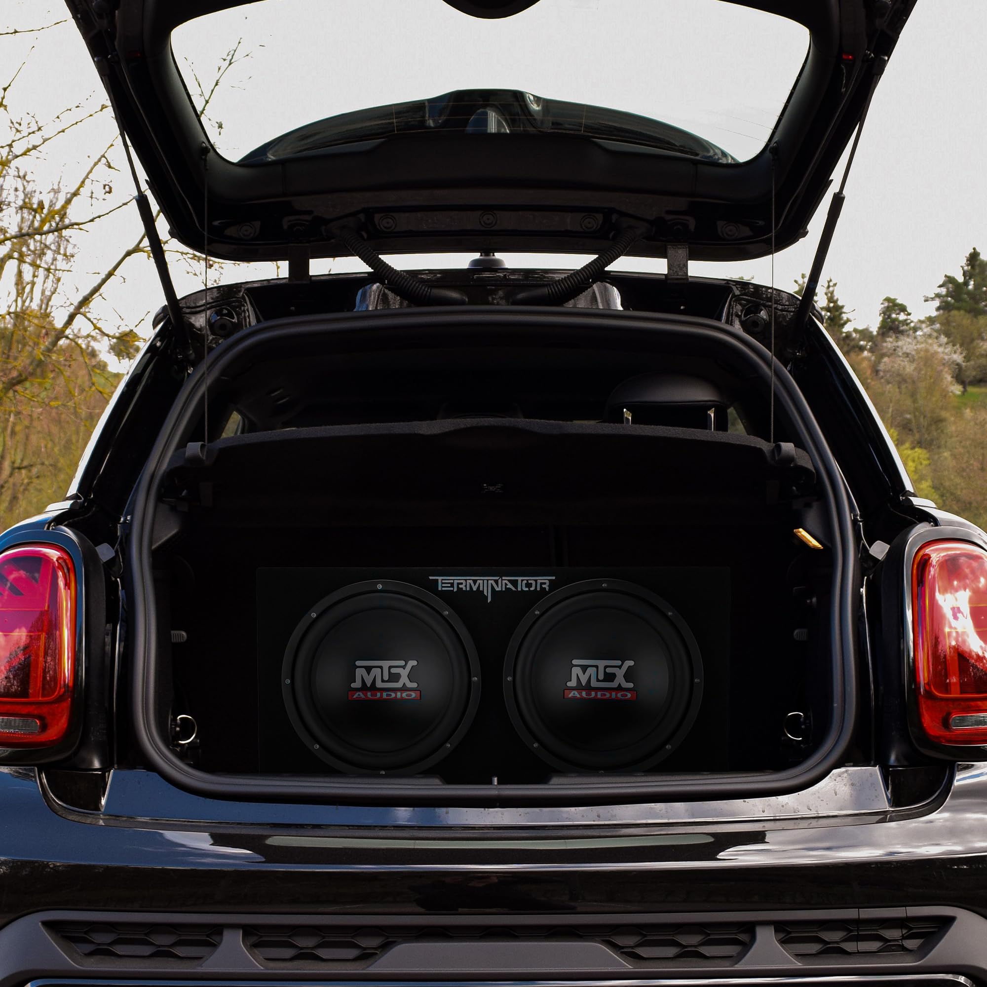 Mtx Audio Dual Subwoofer Vented Enclosure With High Resolution Feature, Aviation Carpet And Floor Standing Mounting Type For Veh