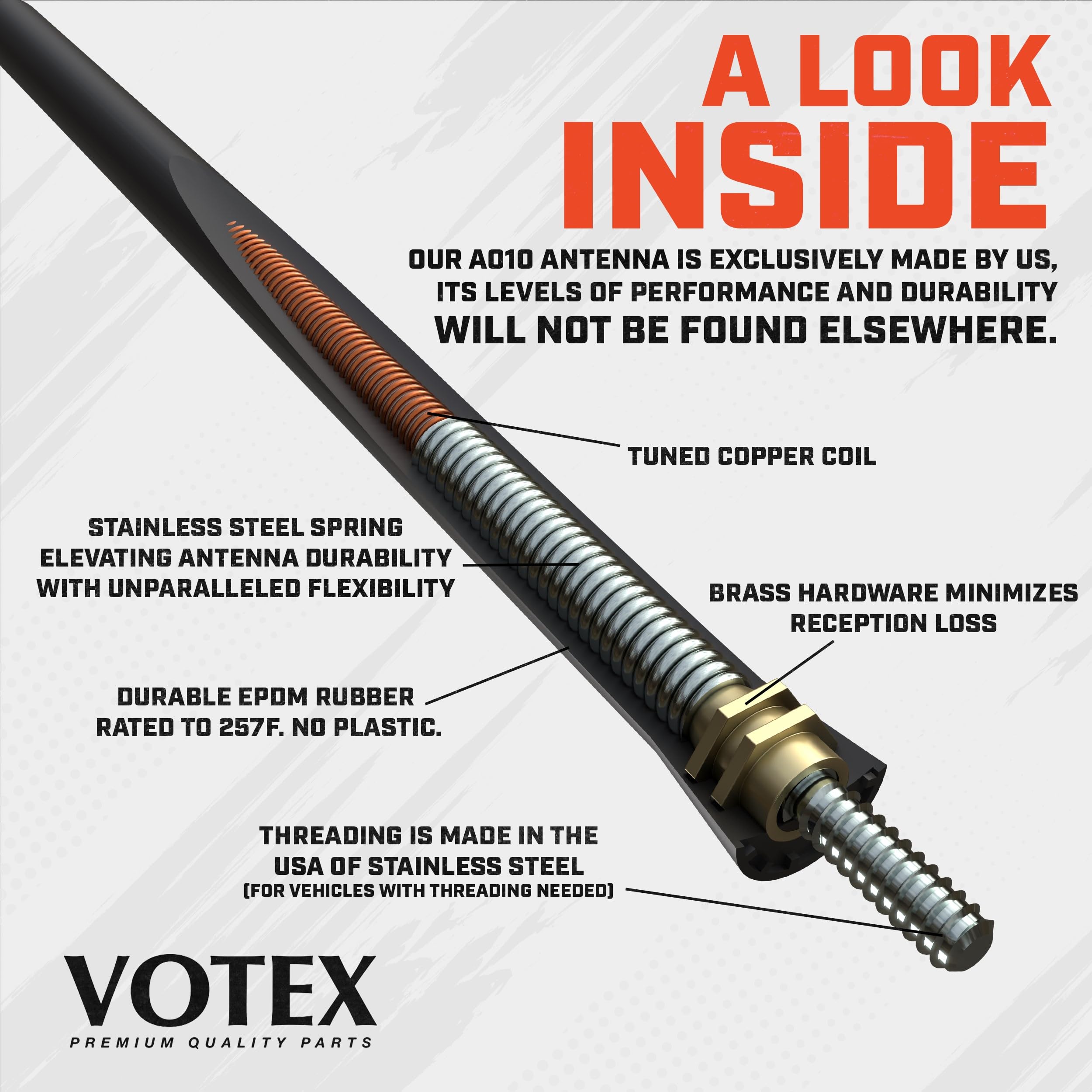 Antennamastsrus   Short Rubber Antenna Fits Ford Mustang (1979 2009)   Usa Stainless Steel Threading   The Original 6 3/4 Inch A