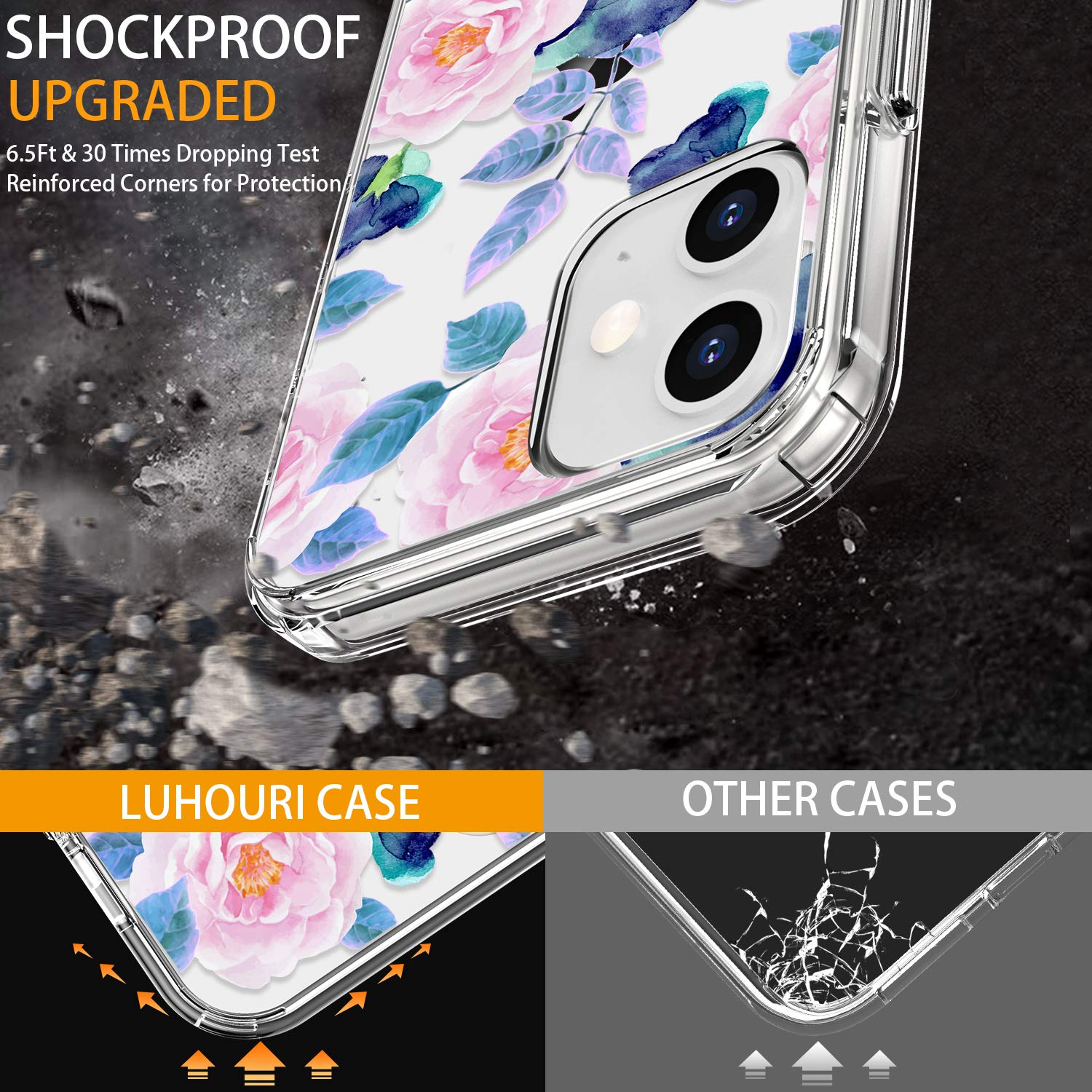 Luhouri Designed For Iphone 12 Case,Iphone 12 Pro Case With Screen Protector   Slim Fit, Sturdy Clear Acrylic Cover For Women An