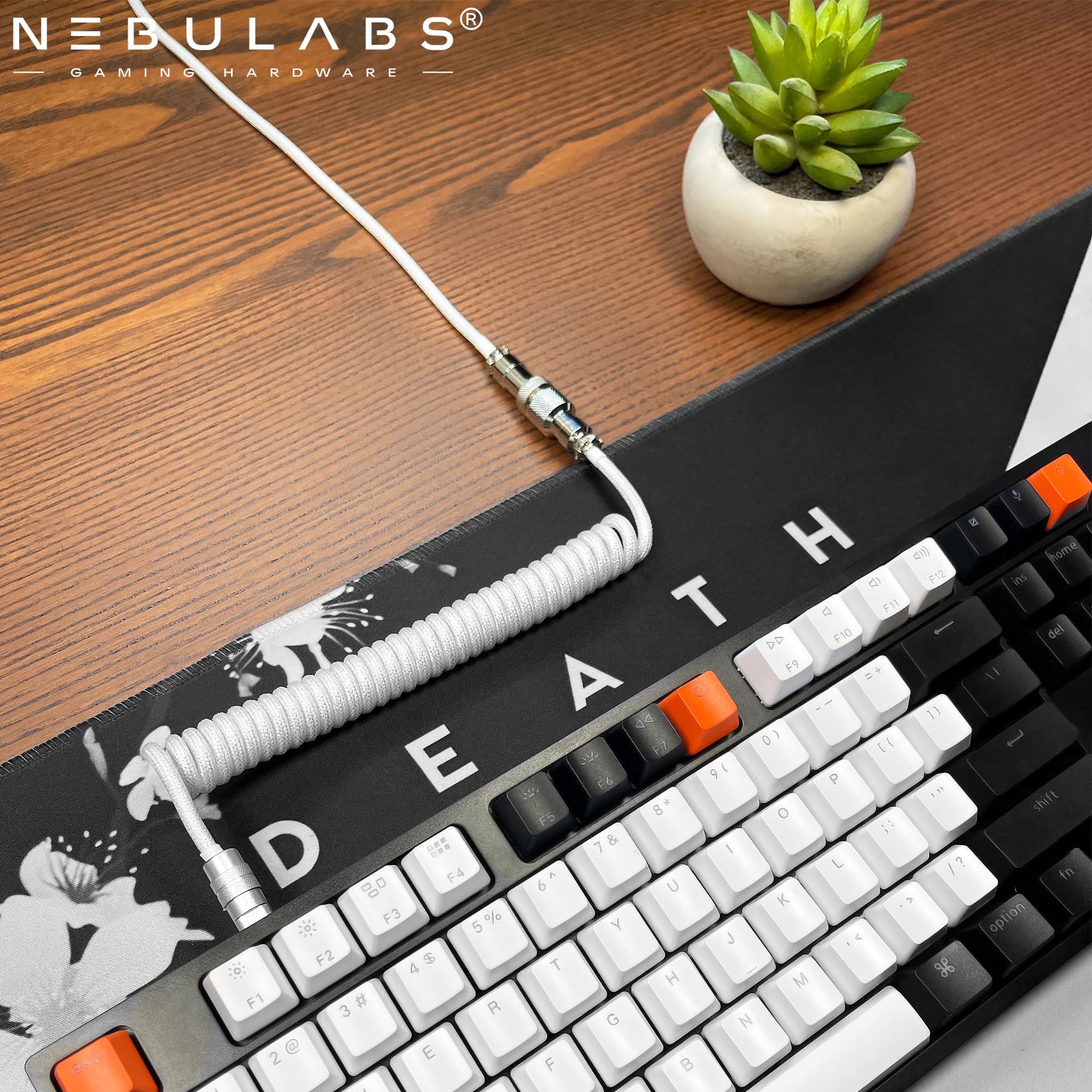 Nebulabs 5Ft Keyboard Cable Gaming Pcs Mechanical Aviator Classic Coiled Cable Usb-C Cable, Customized Plug With Detachable Con