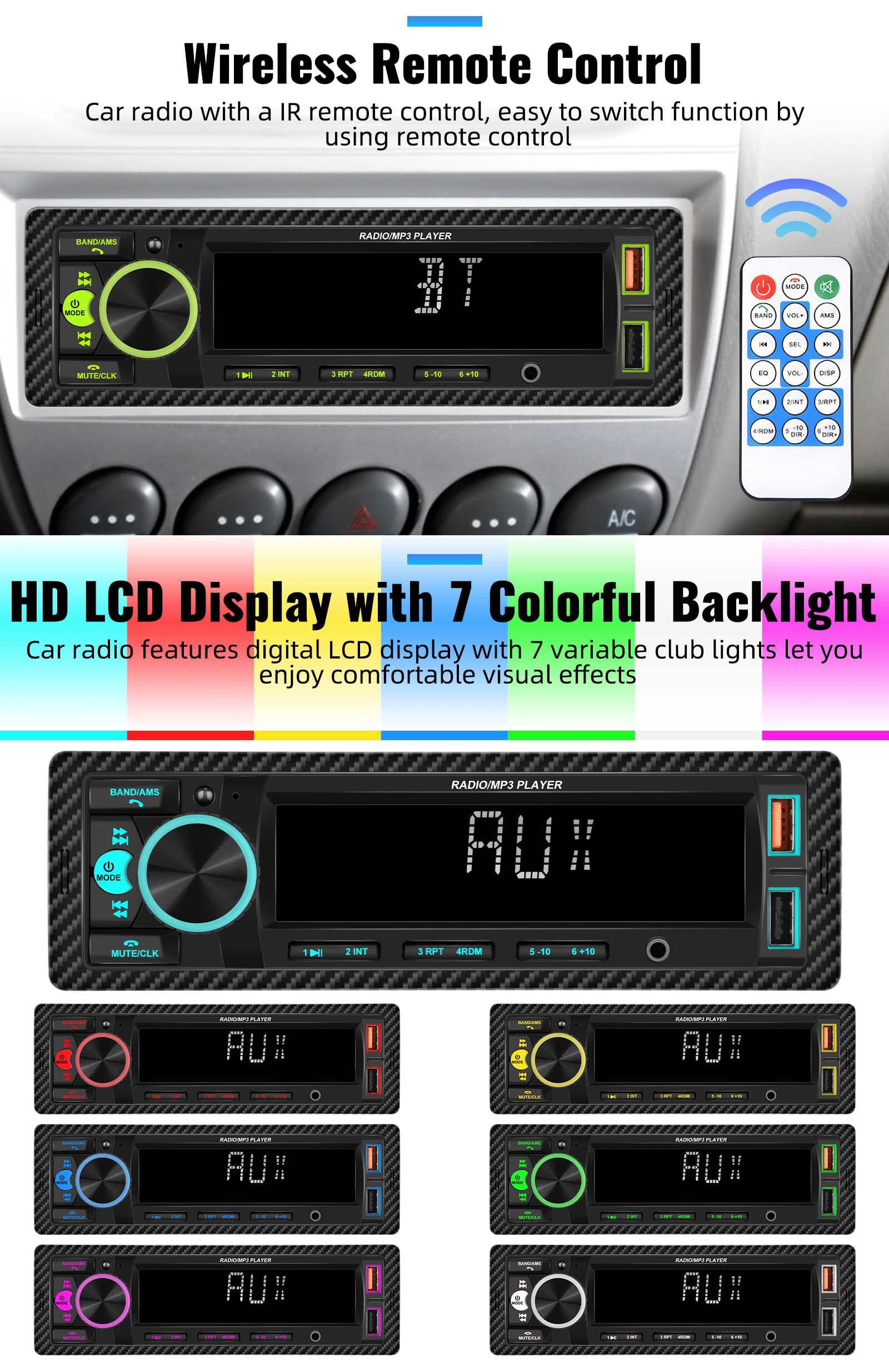 Unitopsci Single Din Bluetooth Multimedia Car Stereo Radio Bluetooth Hands Free Calling Audio Receiver Fm Radio Car Mp3 Player A