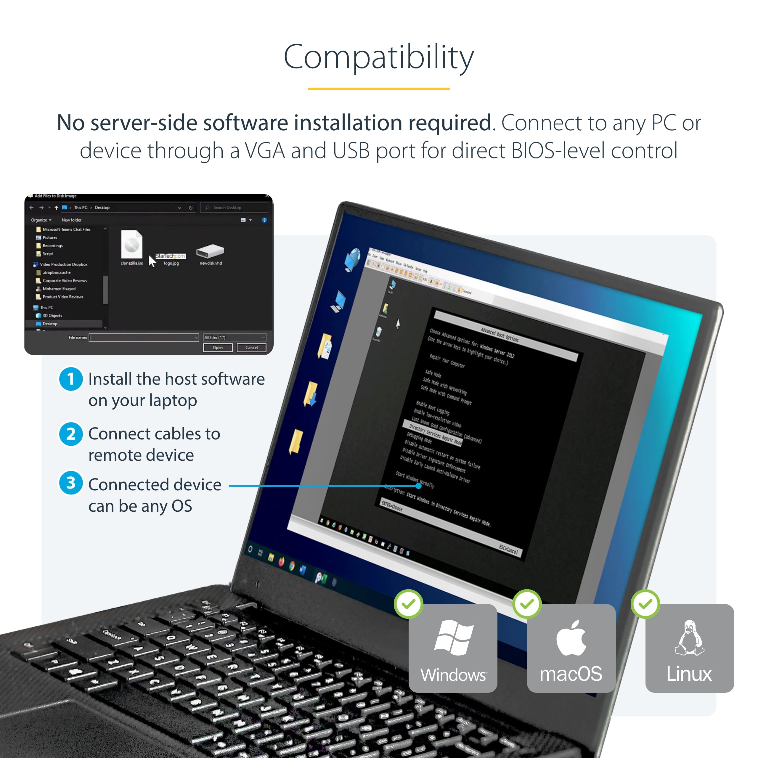 Startech.Com Usb Crash Cart Adapter With File Transfer And Video Capture   Laptop To Server Kvm Console   Portable & Rugged (Not