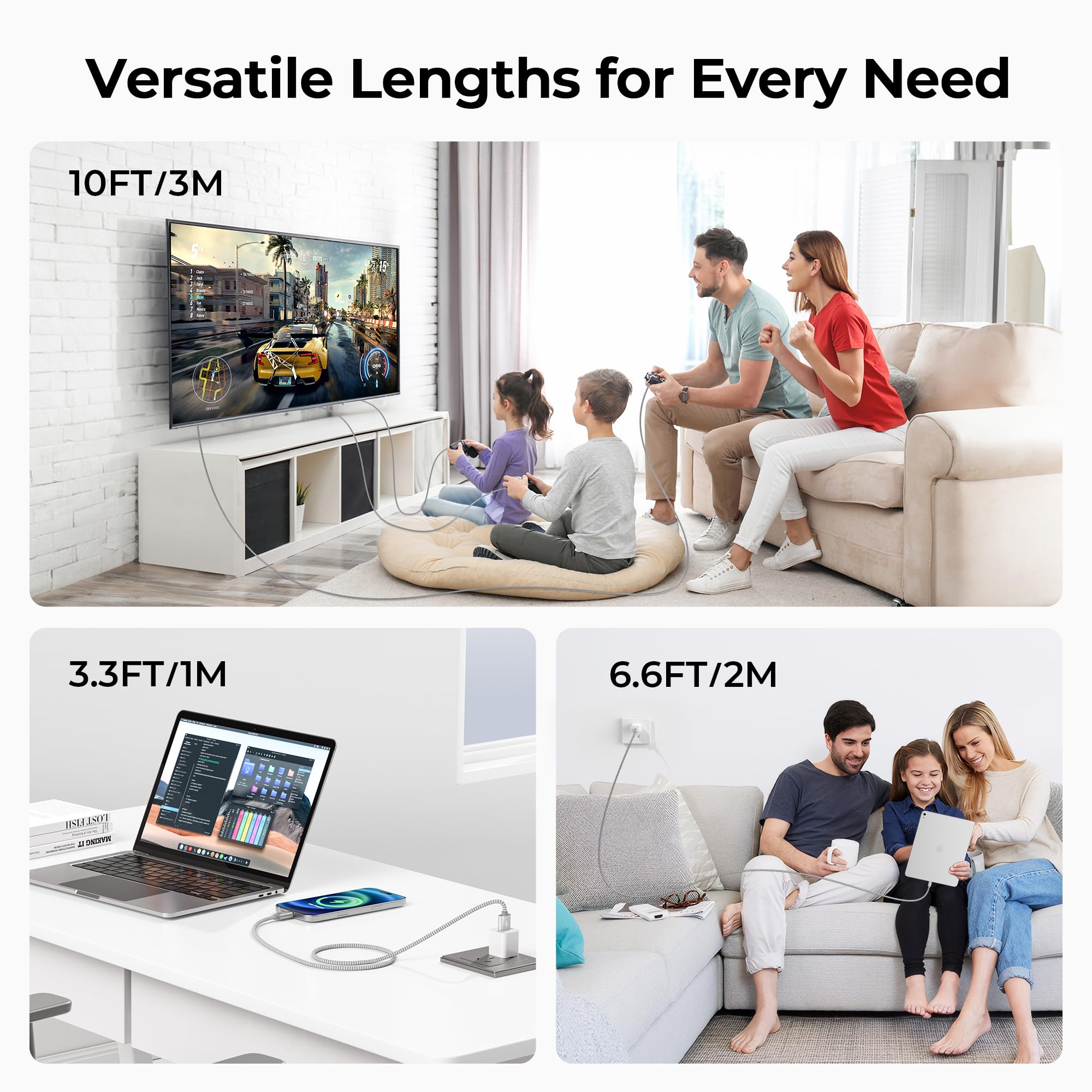 Basesailor For Iphone 16 Car Charger Cable 3.3Ft 2 Pack,Usb C Charging Cord For New Iphone 16E 15 Pro Max Plus 2024,Samsung Gala