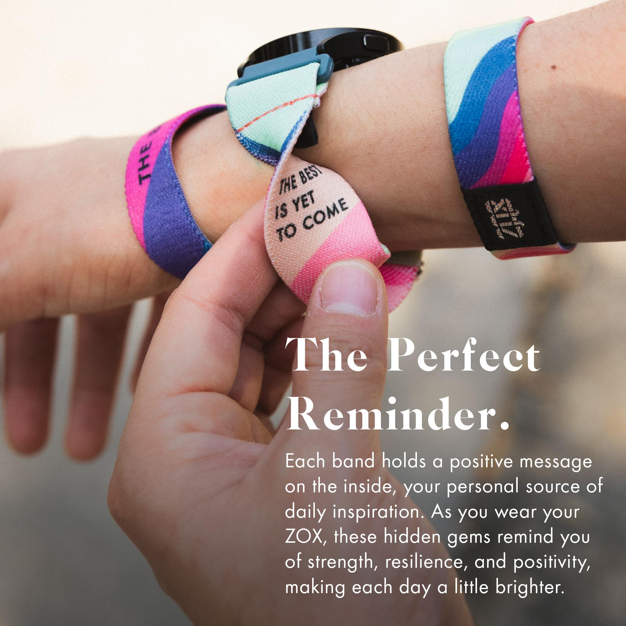 Zox Android Smart Watch Band - The Best Is Yet To Come | Soft, Adjustable Elastic Band With Motivational Affirmations And Beauti