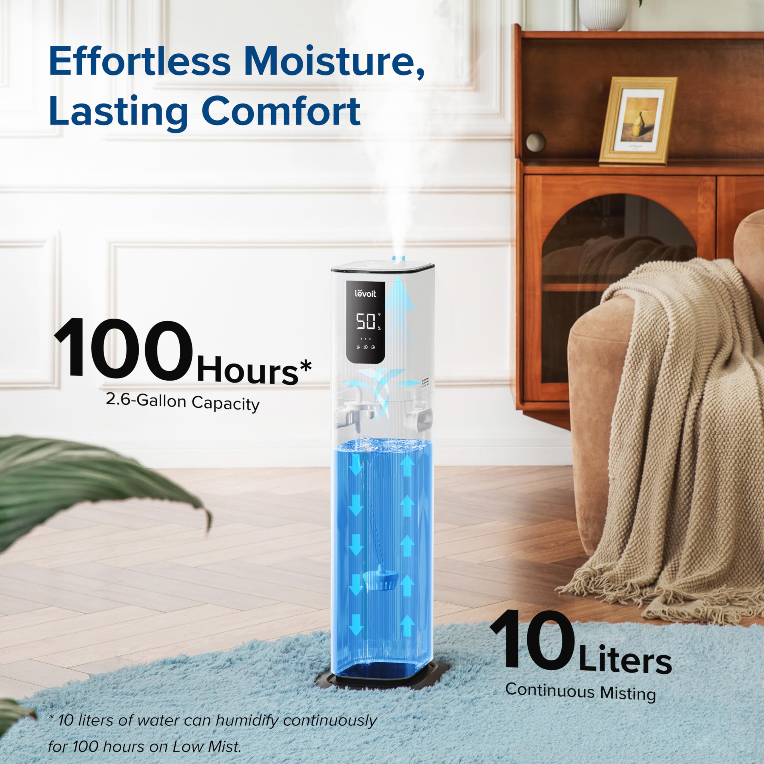Levoit Oasismist 1000S (10L) Smart Humidifier For Home Large Room Bedroom, Last 100 Hours Suitable For Indoor Plant, Cover Up To