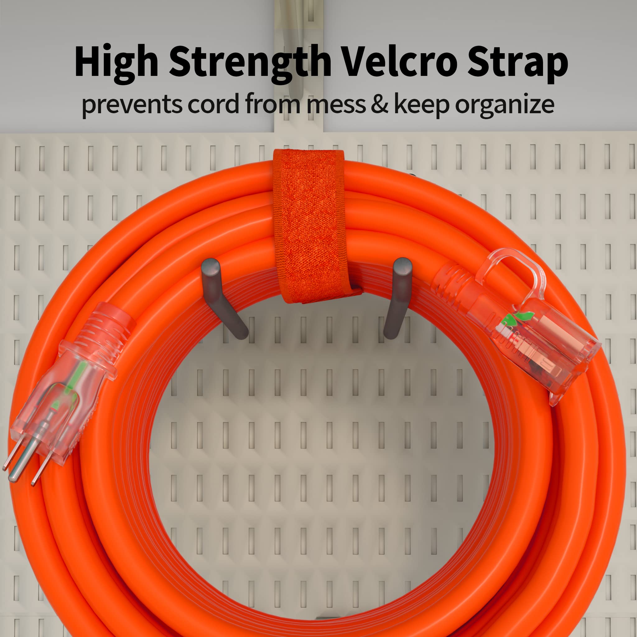 Powgrn 100 Ft 12/3 Outdoor Extension Cord Waterproof Heavy Duty With Lighted Indicator End 12 Gauge 3 Prong, Flexible Cold Resis