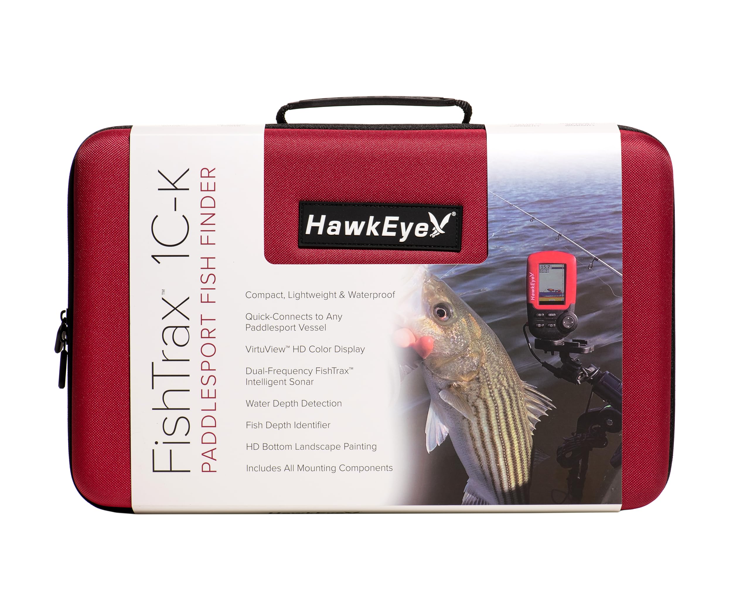 Hawkeye Fishtrax 1C-K | Paddlesport Fish Finder, Red, (Ft1Pxc-K),WBHDWB085S8M349