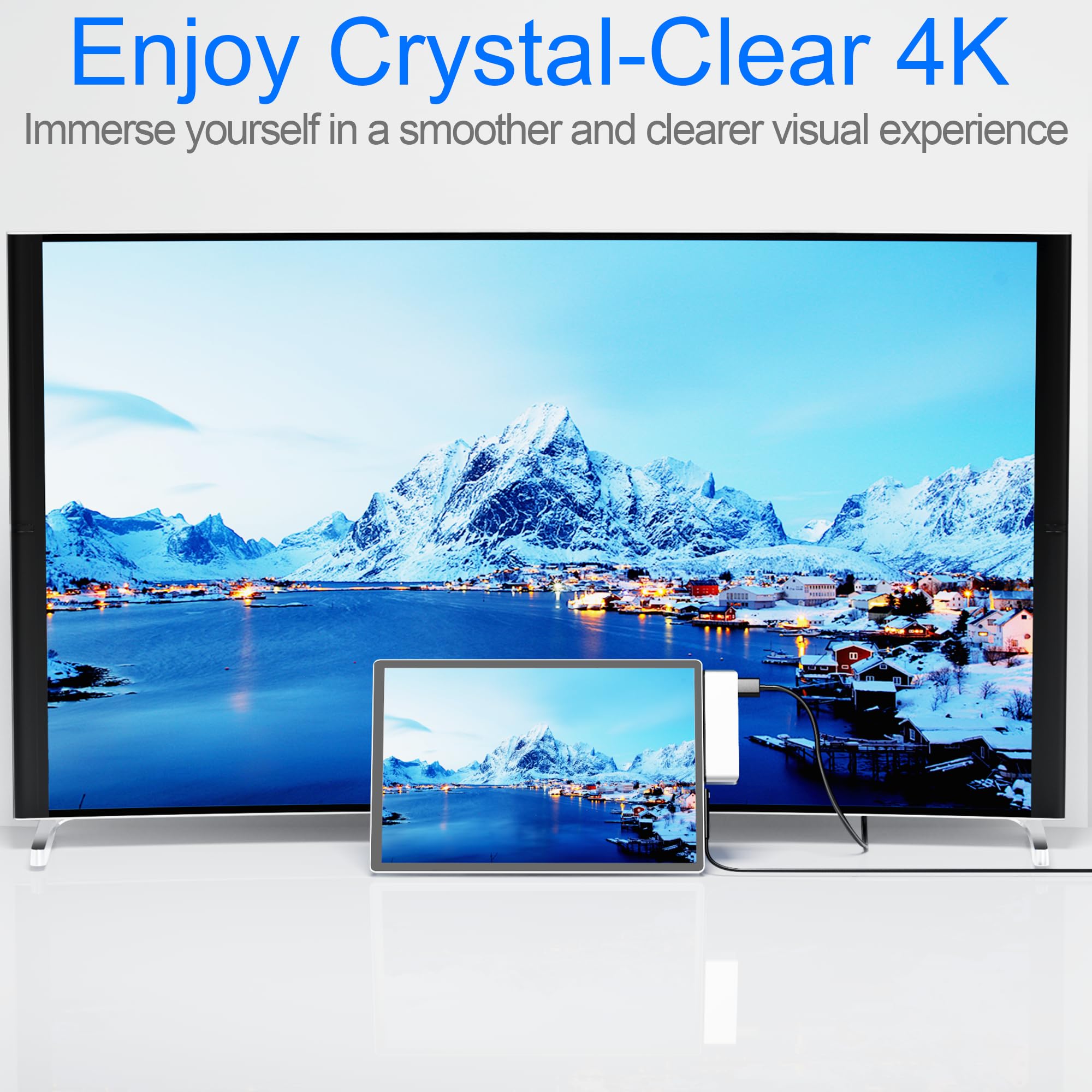 Surface Pro 7 Docking Station, Microsoft Surface Pro 7 Usb Hub With 4K Hdmi+ Usb C Audio & Data Transfer+ 2 Usb 3.0 Ports+ Tf/Sd