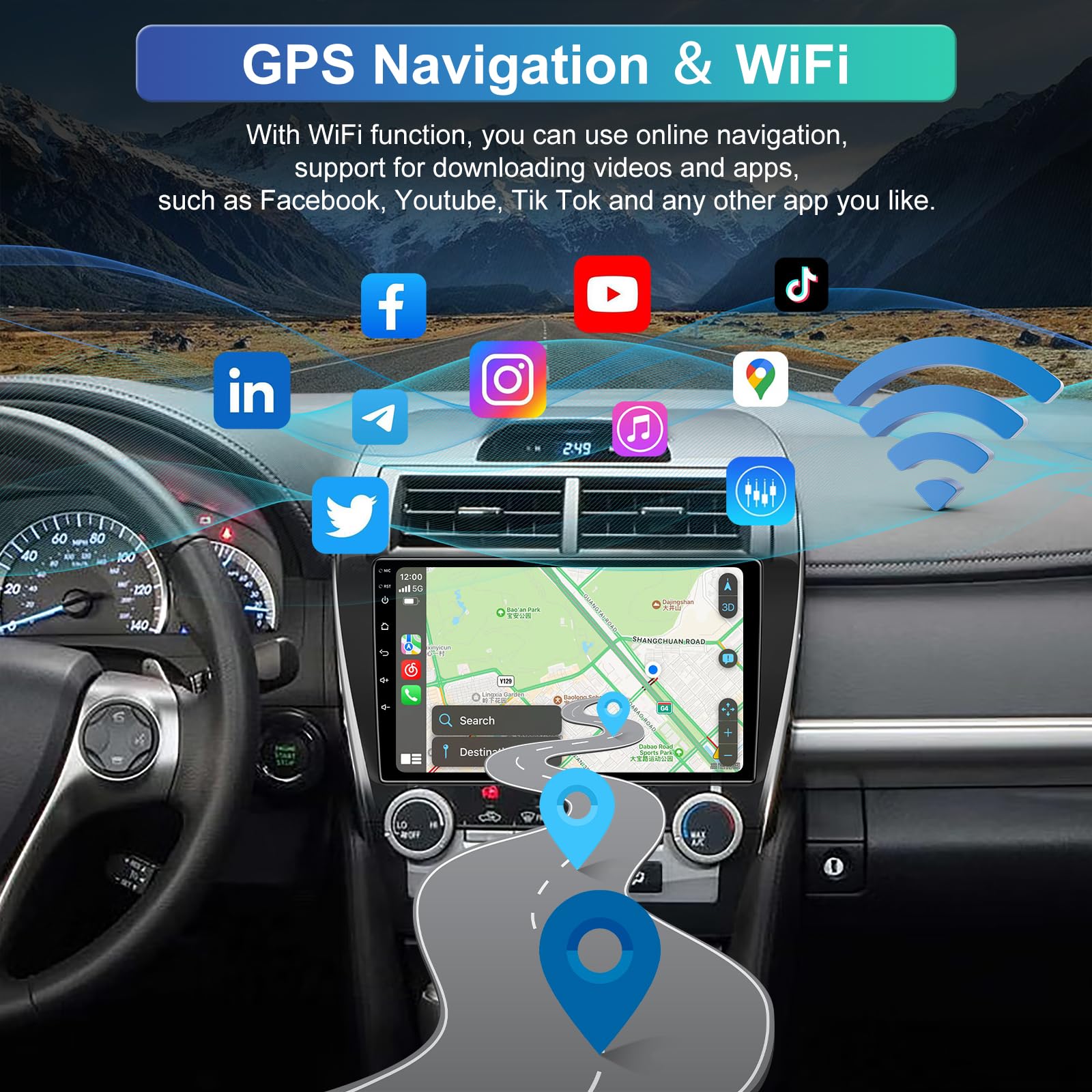 5G Wifi (4G+32G) Android 13 Car Stereo Radio For Toyota Camry 2012 2013 2014, 10.2 Inches Ips Hd Touch Screen Car Radio Wireless