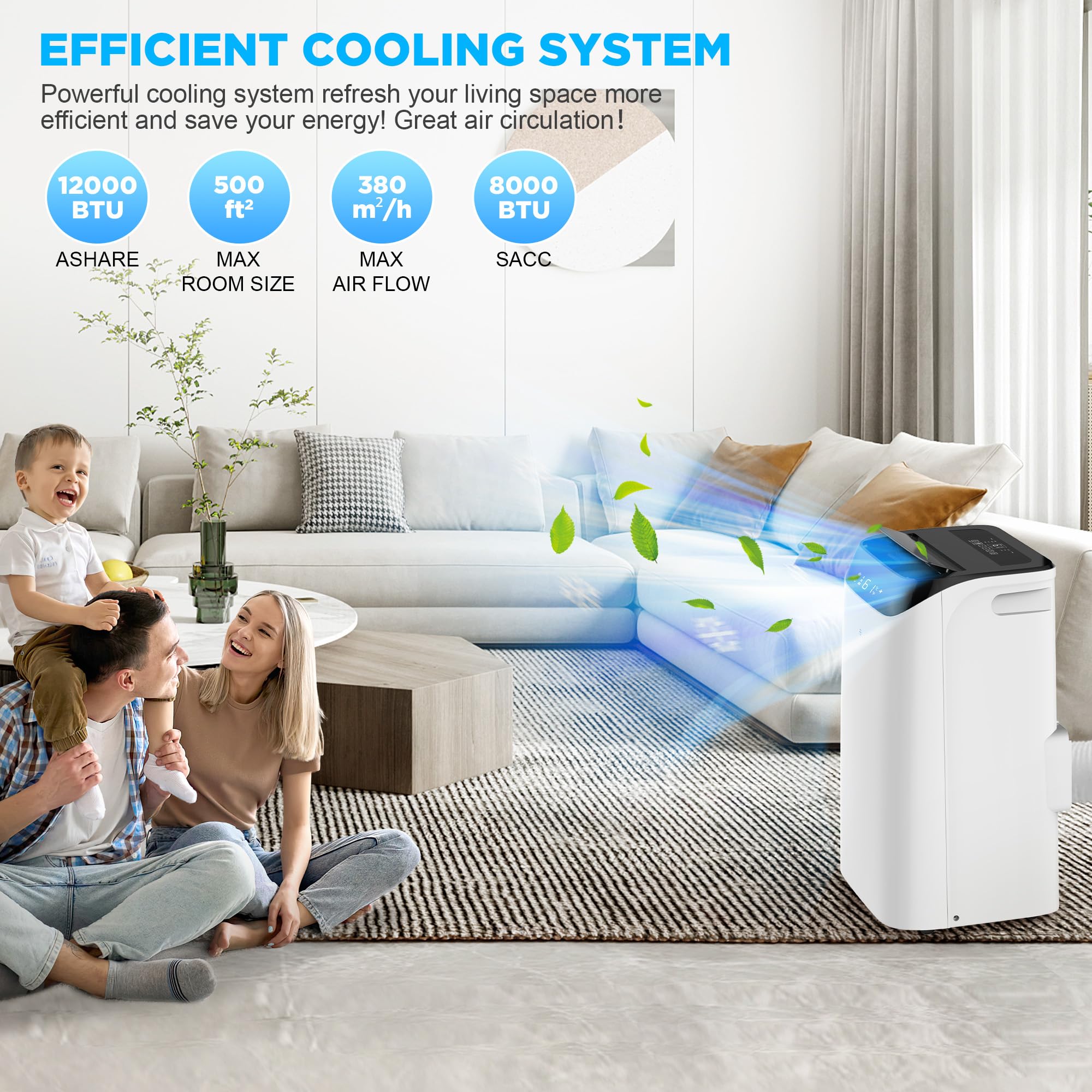 Humhold 12000 Btu Portable Air Conditioners With Remote Control, 3 In 1 Free Standing Cooling Ac Unit With Fan & Dehumidifier, C