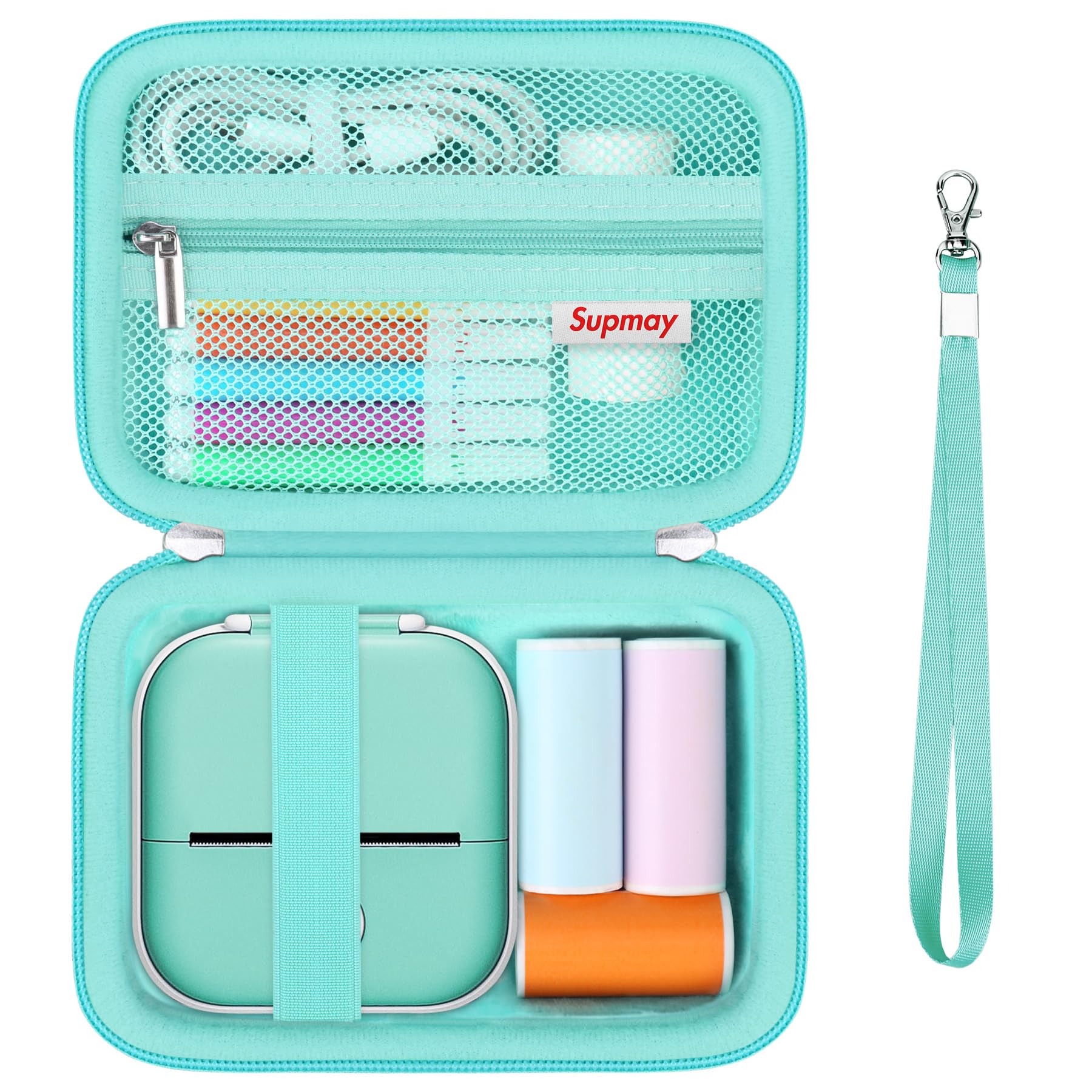 Supmay Mini Printer Case for Ponek T02/ for Memoking/for Phomemo/for Anycash/for cabaro Mini Printer Sticker Printer, Bluetooth 