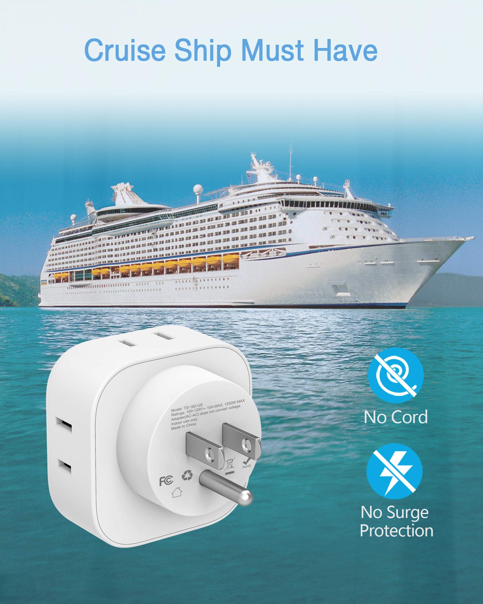 Multi Plug Outlet Extender, Tessan Multiple Plug Splitter With 4 Electrical Outlets, 2 Packs Wall Tap Power Plug Expander For Cr