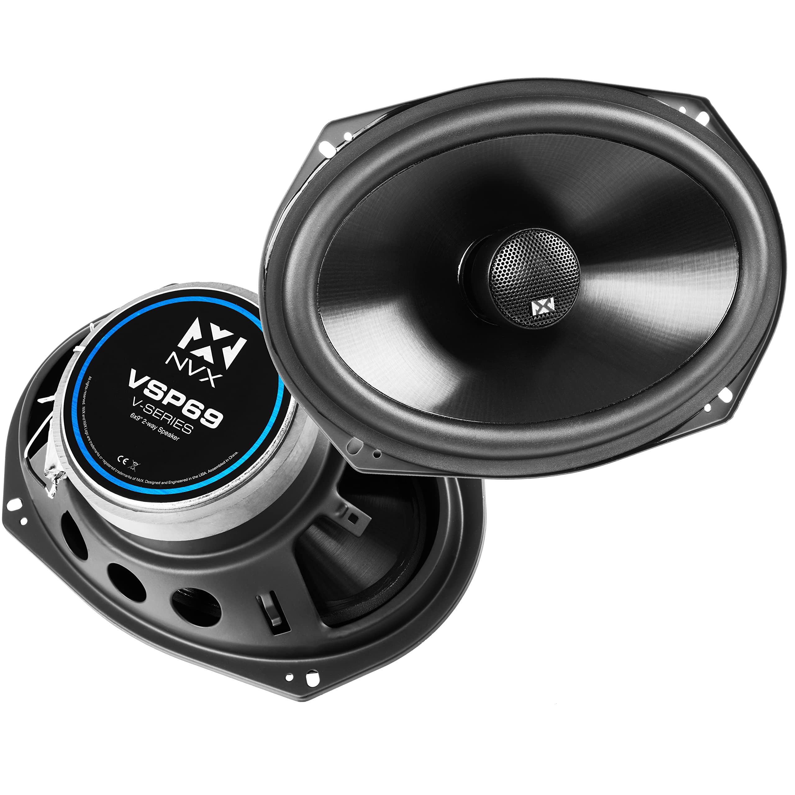NVX VSP69 6x9 Premium Car Speakers, 900W Max, 300W RMS, 2-Way Coaxial w/ 1 Silk Dome Tweeters & Built-in X-Overs, Easy to Instal