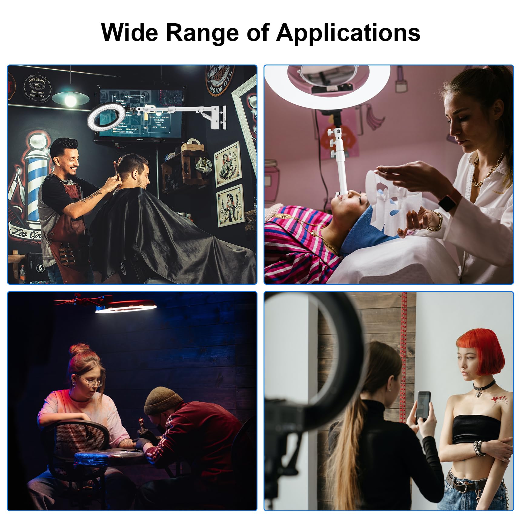 Selens Wall Mount Ring Light 39.37''/100Cm With 180 Swivel Boom Arm For Beauty Salons, Barber, Tattoo, Live Streaming, Recording