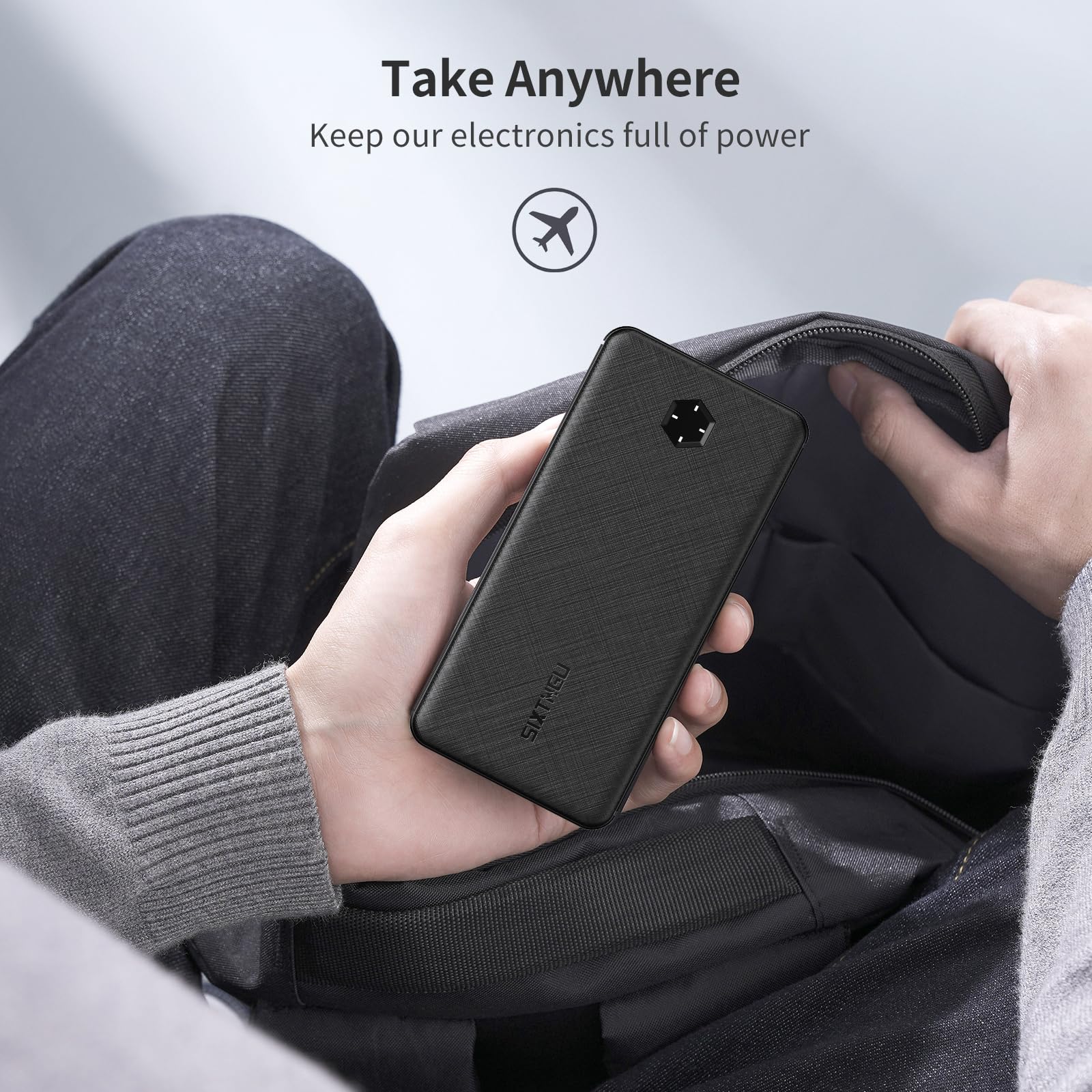 Portable Charger, Slim 10000Mah Pd 20W Power Bank, Usb C In&Out High-Speed Charging Battery Pack, External Phone Powerbank Compa