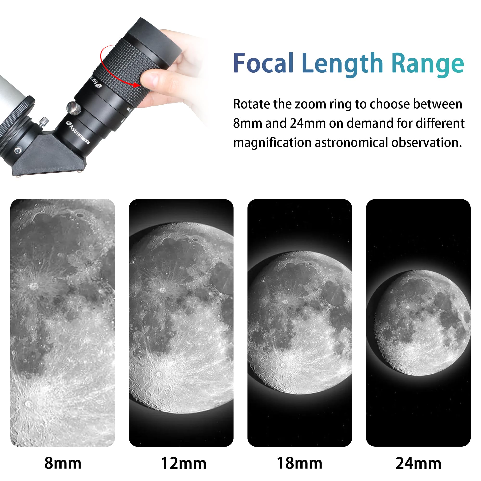 Astromania 1.25'' 8 24Mm Zoom Eyepiece For Telescope With T Thread