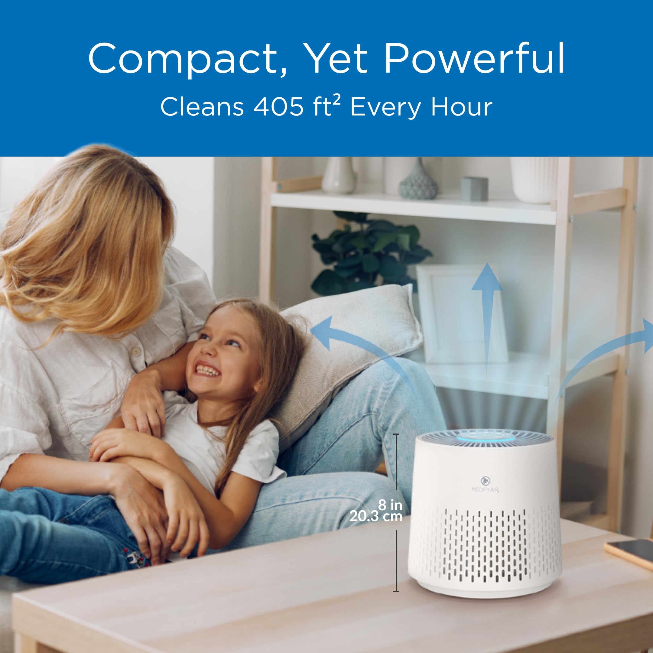 Medify Ma 12 Pro Air Purifier With True Hepa H14 Filter | 405 Ft Per Hour For Smoke, Odors, Pollen, Pets | 99.99% Removal To 0.1
