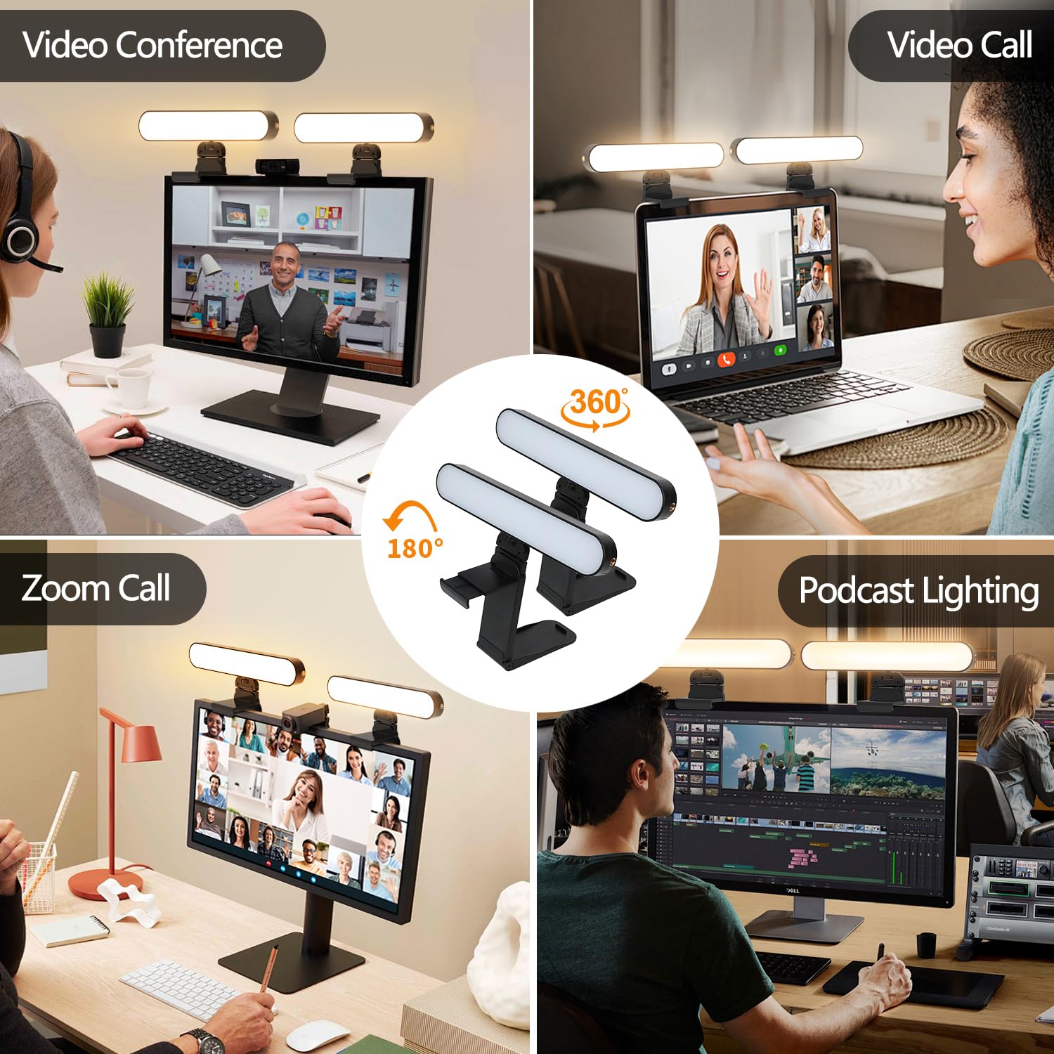 Yayusi Dual-Lamp Video Conference Lighting, Led Streaming Light With Remote And Touch Control, Zoom Lighting For Computer,Webcam