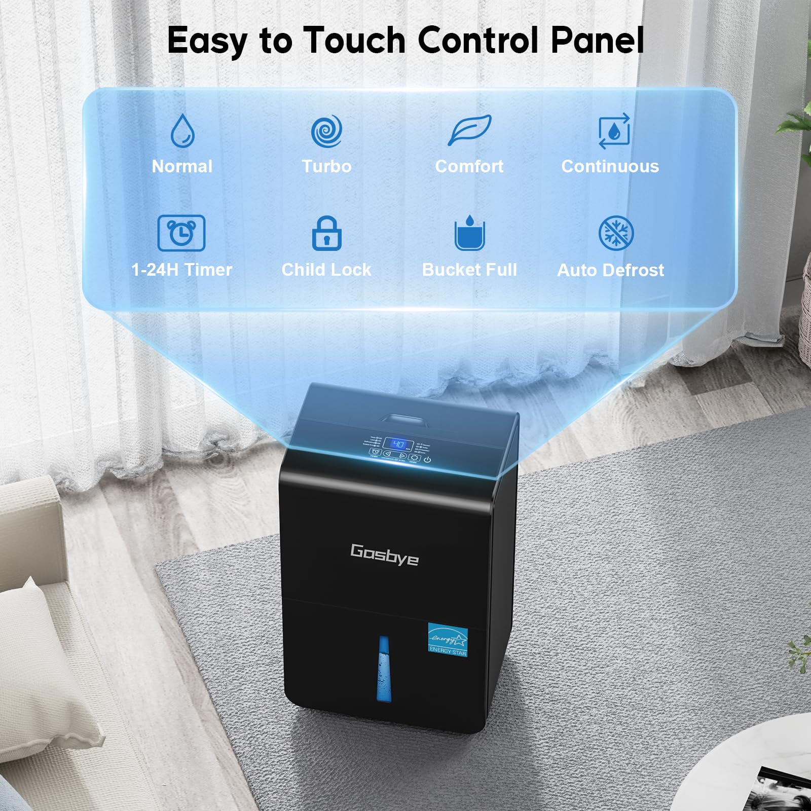 Gasbye 4500 Sq. Ft. Energy Star Dehumidifier For Basement With Drain Hose, Max 115 Pints/Day Dehumidifier For Large Room, Powerf