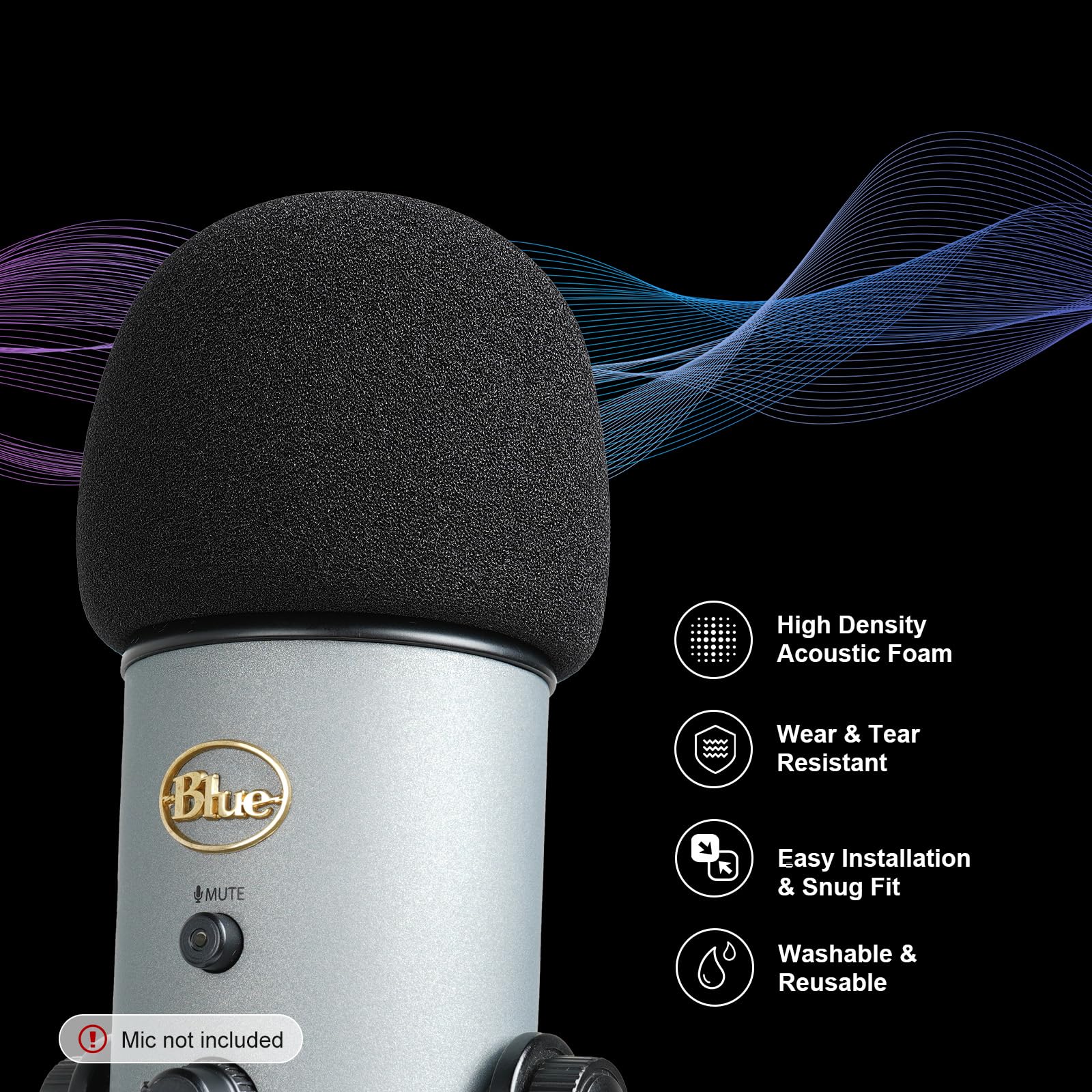 Pop Filterwindscreen For Blue Yeti And Yeti Pro Microphones, Mic Cover For Filtering Plosives And Hissing Noise
