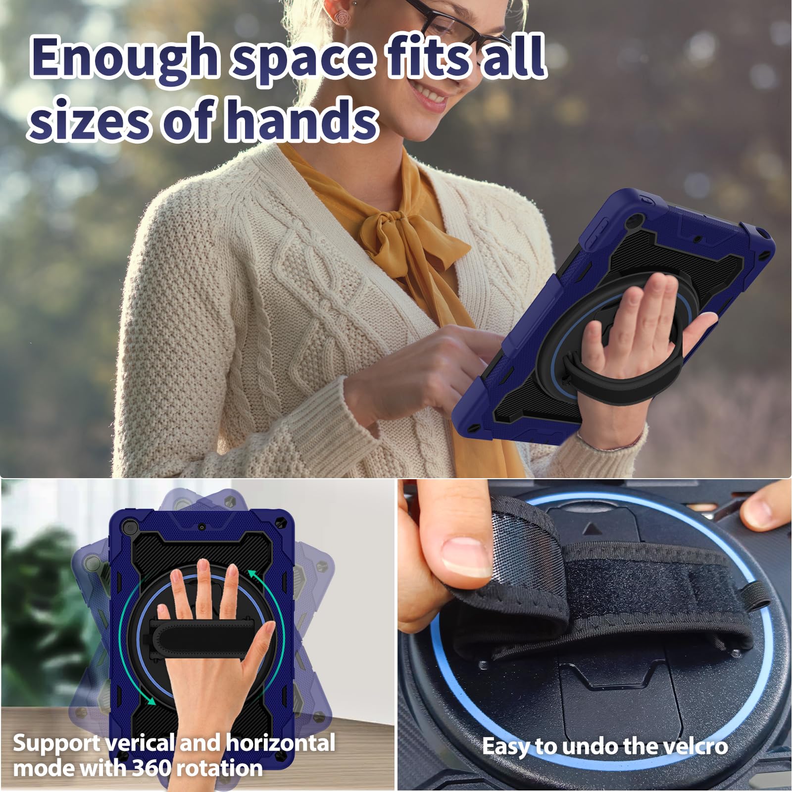 Rosrome Kids Boys Case For Ipad 10.2 Inch Ipad 9Th/8Th/7Th Generation 2021/2020/2019 With Screen Protector,Rotating Stand Hand S