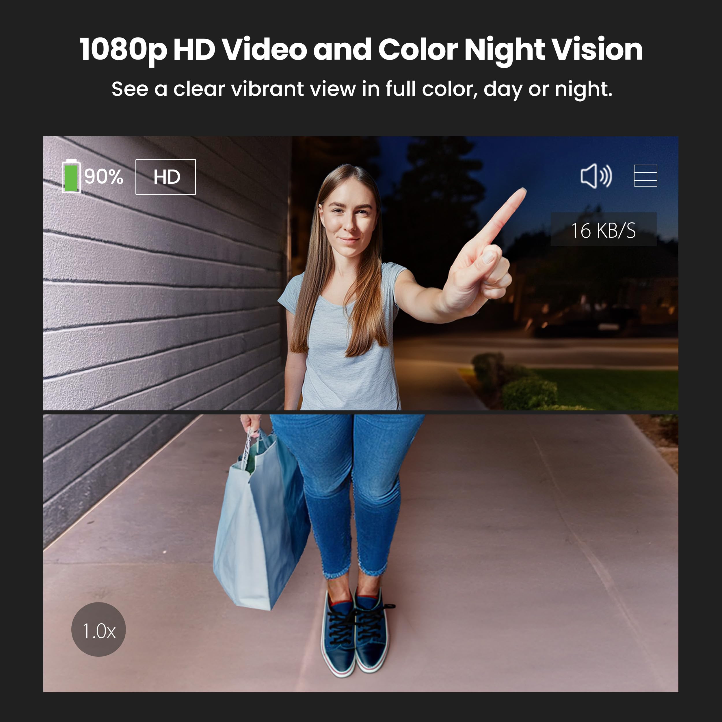 Feit Electric Smart Wireless Doorbell W/Dual-Lens 1080P Hd Camera, 24/7 Local Recording, Night Vision, Voice Assistant, Ai Detec