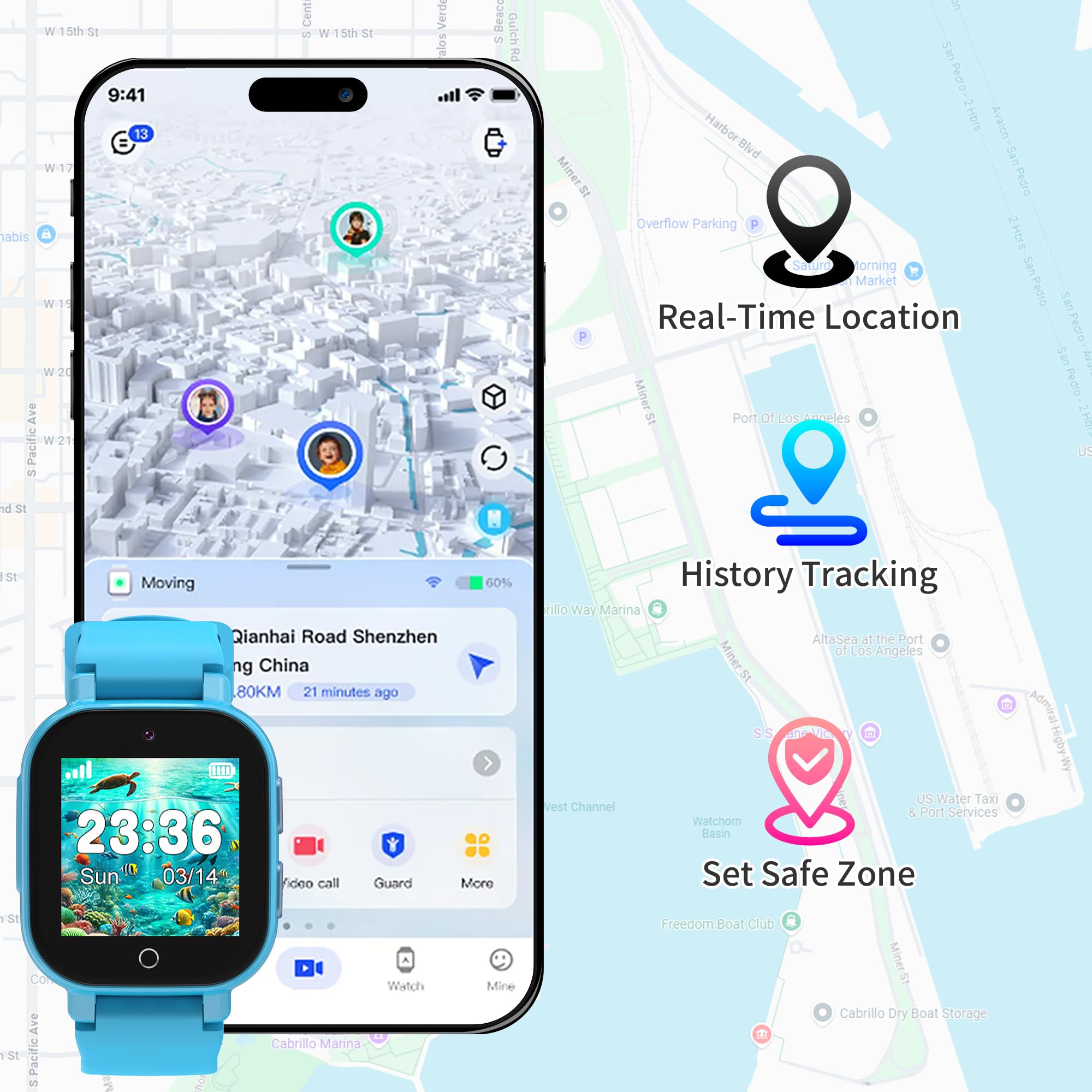 Kids Smart Watch Boys With Gps Tracker, Kids Cell Phone Watch With Two-Way Call Message Sos Puzzle Games Camera Alarm Chat Pedom