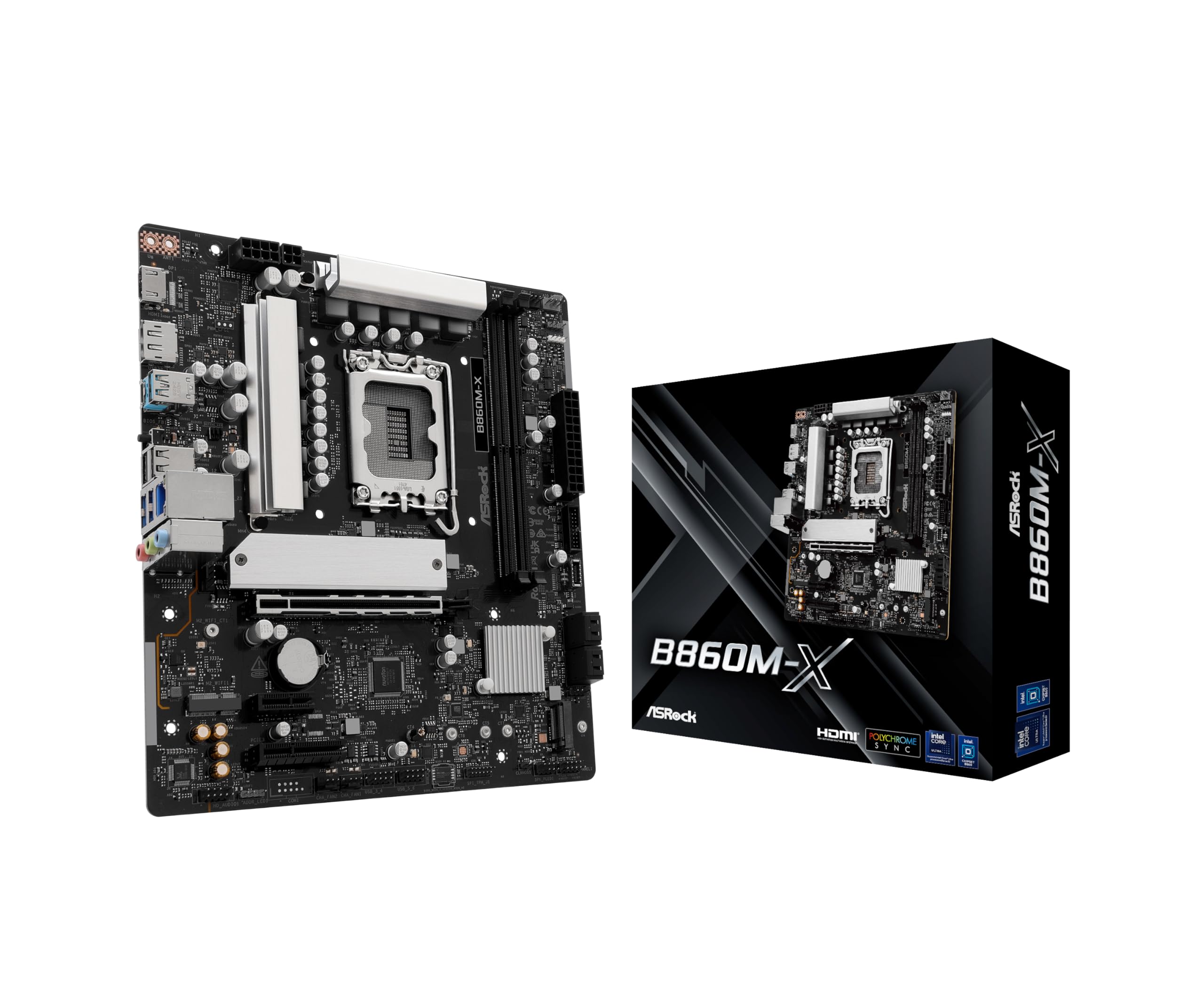 ASRock B860M X DDR5 9066 MHz 128GB M.2 B860 LGA1851 Micro ATX Motherboard Intel Core Ultra BIOS Flashback SATA3 6.0 Gb/s