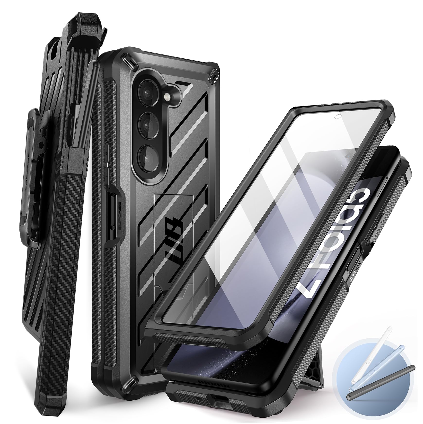 SUPCASE for Galaxy Z Fold 5 Case (Unicorn Beetle), [Belt Clip with S Pen Holder] [Built-in Screen Protector & Stand] Heavy Duty 