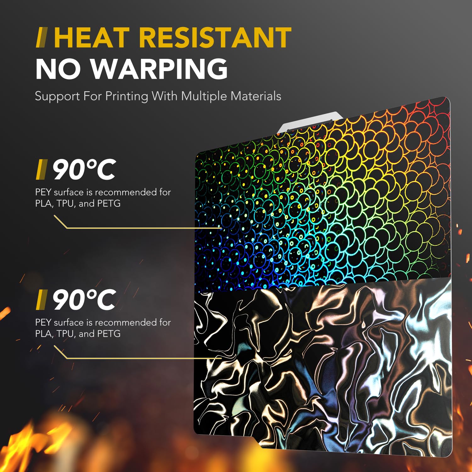 Vokelater 3D Printer Build Plate Pey Sheet For Bambu Lab X1/X1C/X1E/P1P/P1S/A1, Water Ripple + Kaleidoscope Dual Texture 257X257