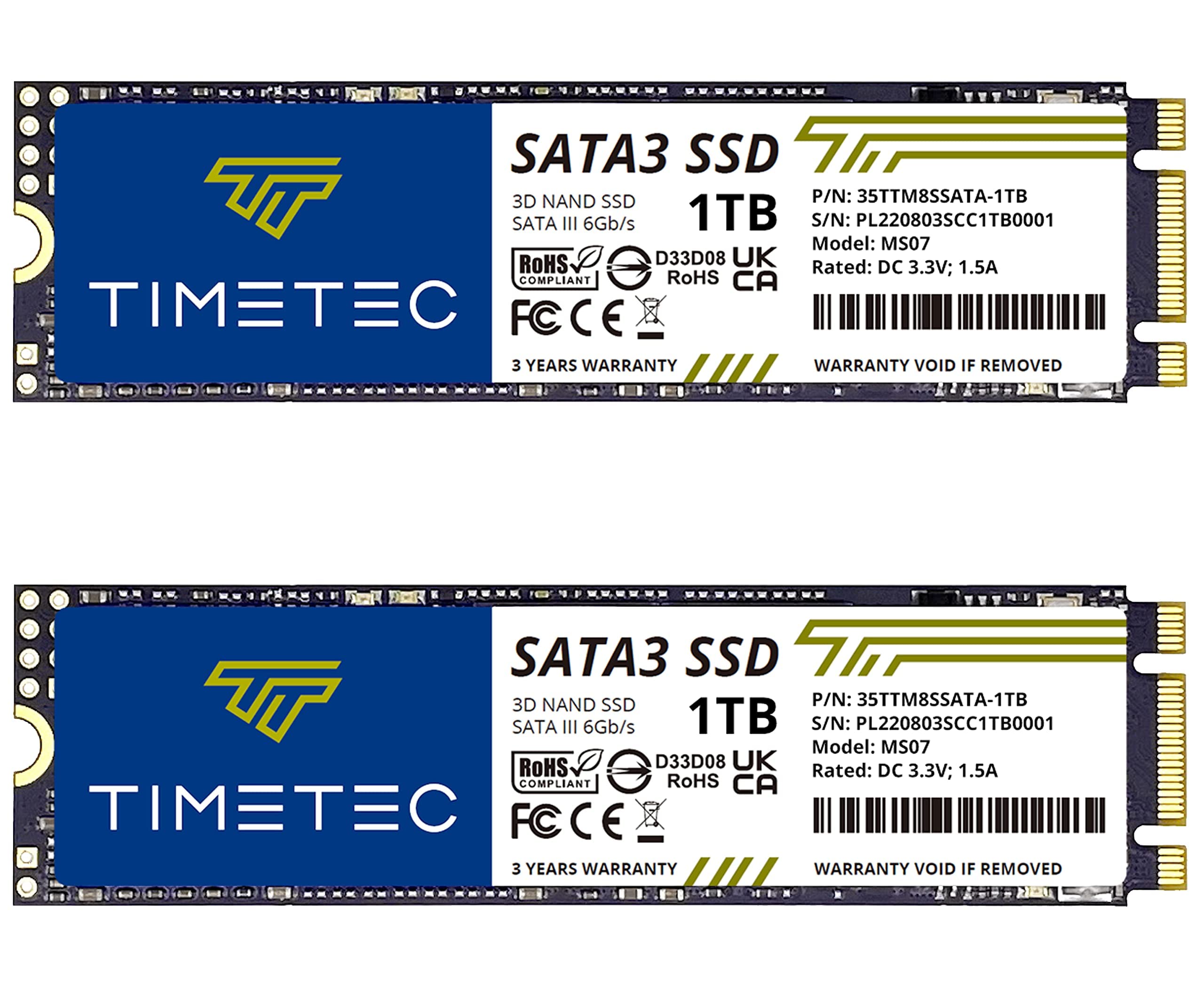 Timetec 1Tbx2 (2 Pack) Ssd 3D Nand Tlc Sata Iii 6Gb/S M.2 2280 Ngff 512Tbw Read Speed Up To 550Mb/S Slc Cache Performance Boost Internal Solid State Drive For Pc Computer Laptop And Desktop