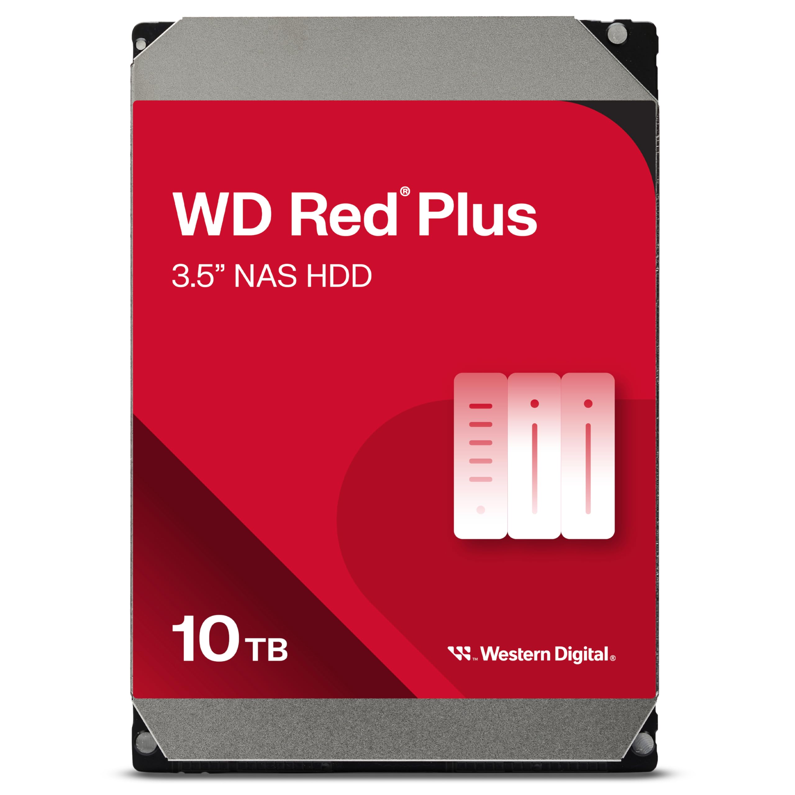 Western Digital 10TB WD Red Plus NAS Internal Hard Drive HDD - 7200 RPM, SATA 6 Gb/s, CMR, 256 MB Cache, 3.5 - WD101EFBX